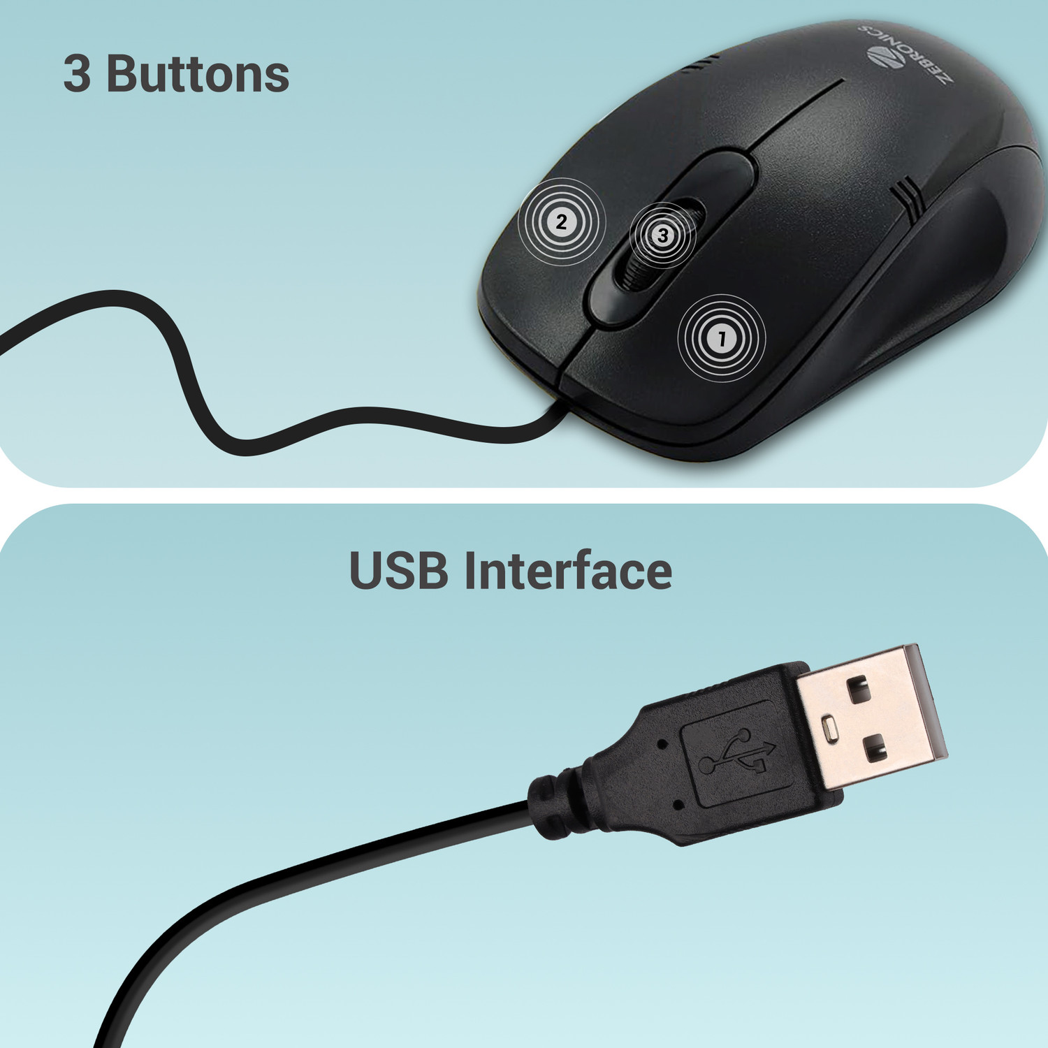 Image of ZEBRONICS Power plus Wired Ambidextrous Optical Mouse