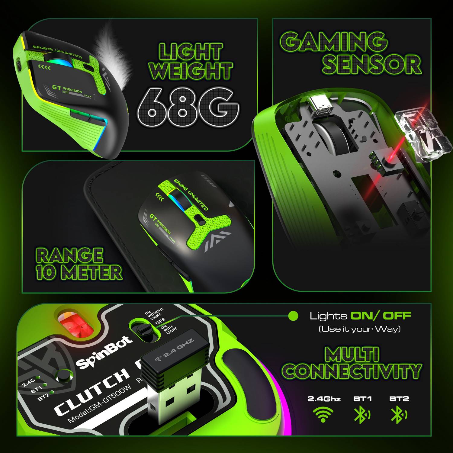 SpinBot Clutch GT500 Ergonomic Gaming Mouse - Image 5