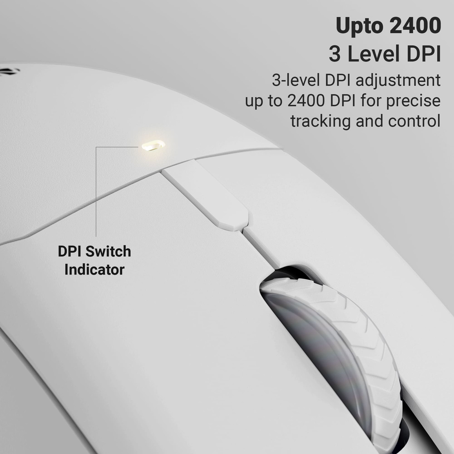 Image of ZEBRONICS Blanc 100 Ergonomic Optical Mouse Rechargeable, 2400 DPI, 6 Buttons, Type-C Charging, USB Dongle