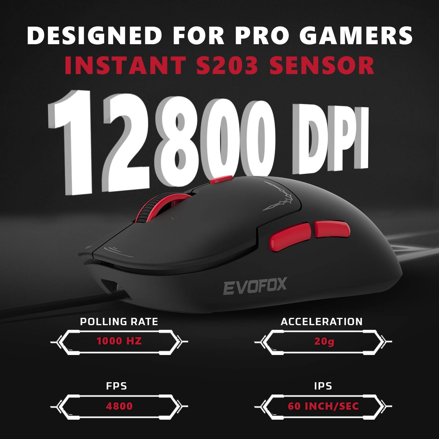 EVOFOX Phantom Air 12,800 DPI Wireless Gaming Mouse - Image 3