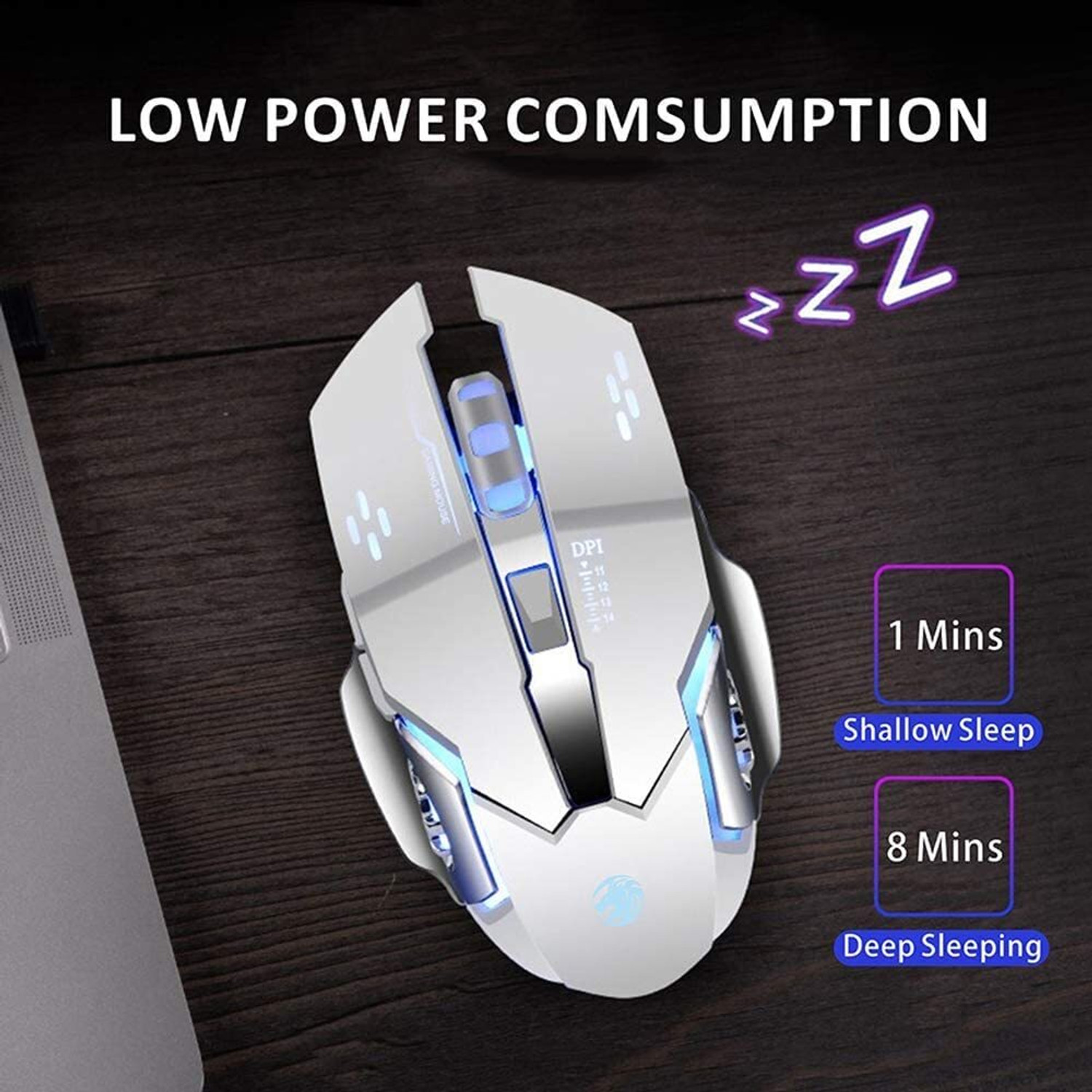 Image of coolcold Gaming Mouse | Rechargeable, Wireless Gaming Mouse | with Type c OTG Dongle Ambidextrous Optical Gaming Mouse