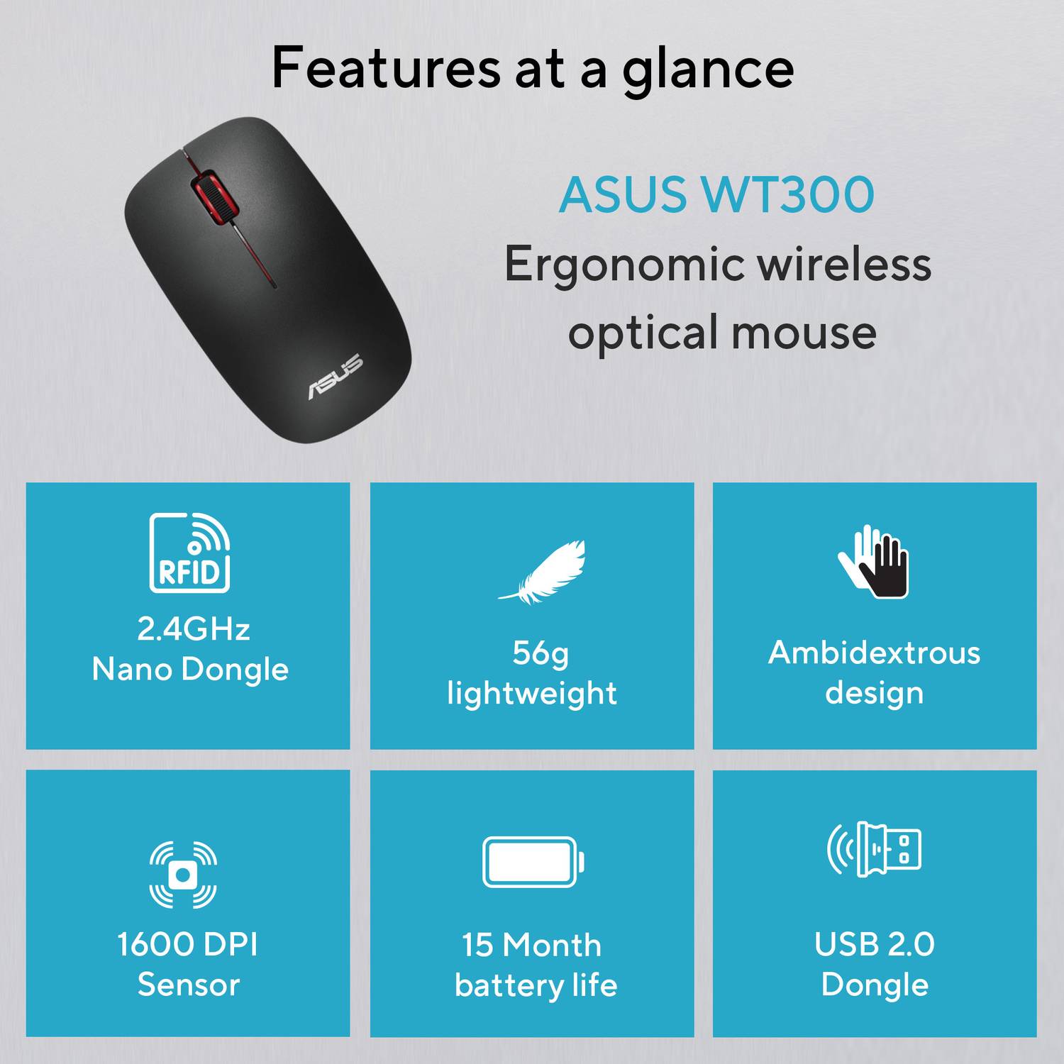 ASUS WT300 Ambidextrous Optical Mouse - Image 3