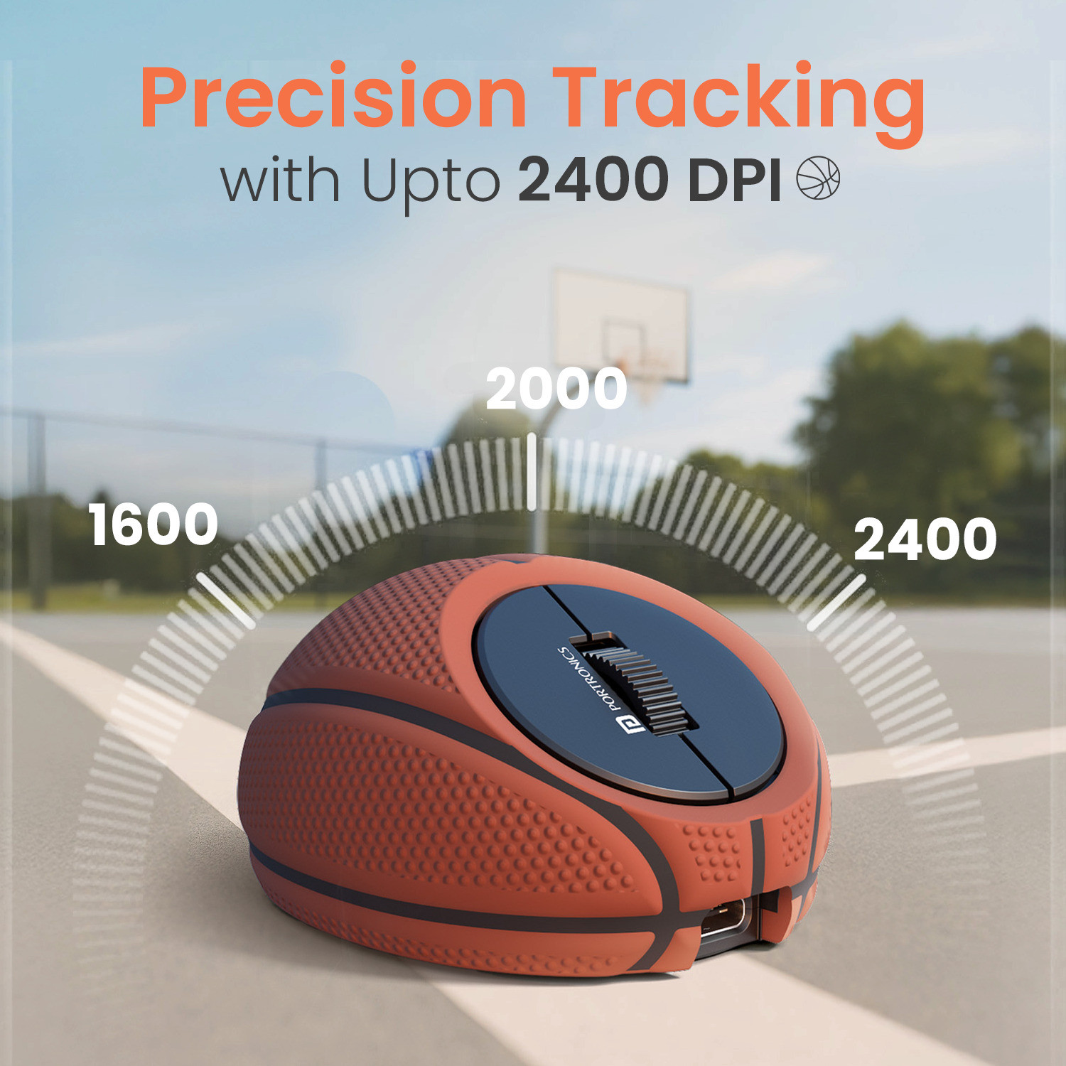 Image of Portronics ToadPlay Basketball Mini Wireless Mouse, Dual Wireless Connectivity,Rechargeable Ergonomic Optical Mouse