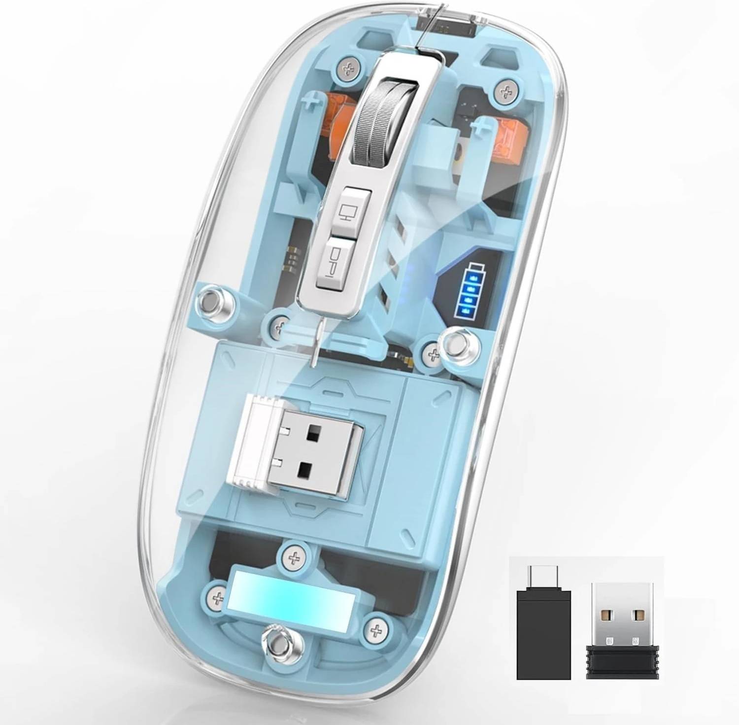 SAVI Transparent Slim Dual Mode Mouse Wireless Ergonomic Optical Mouse With Bluetooth (USB 2.0, Blue) deal from flipkart SAVI Transparent Slim Dual Mode Mouse Wireless Ergonomic Optical Mouse With Bluetooth (USB 2.0, Blue) deal from flipkart