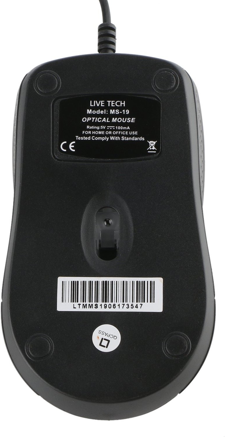 Image of Live Tech MS-19 Wired Ambidextrous Optical Mouse
