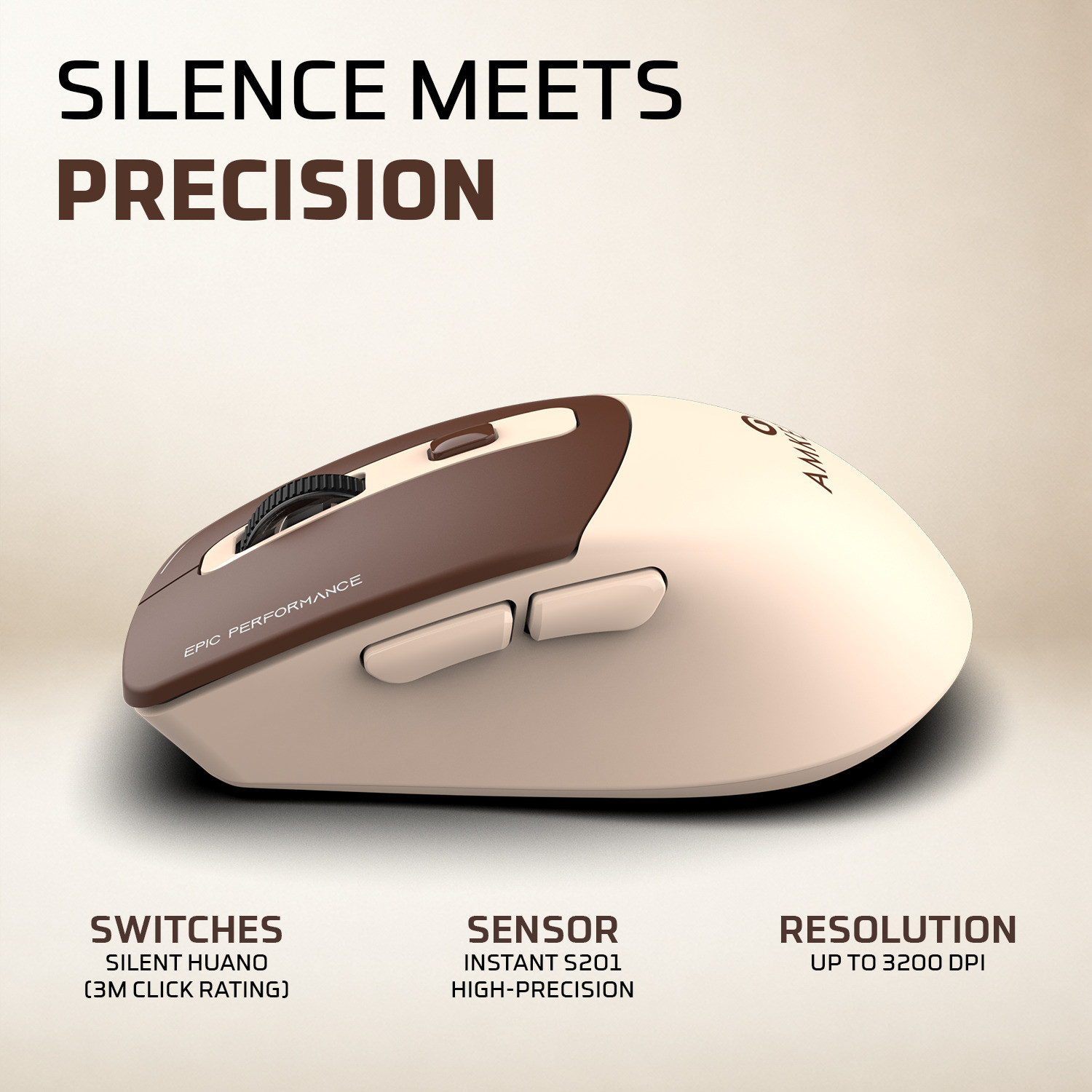Image of AMKETTE Epic S Multi-Device 3200 DPI Rechargeable Ergonomic Optical Mouse
