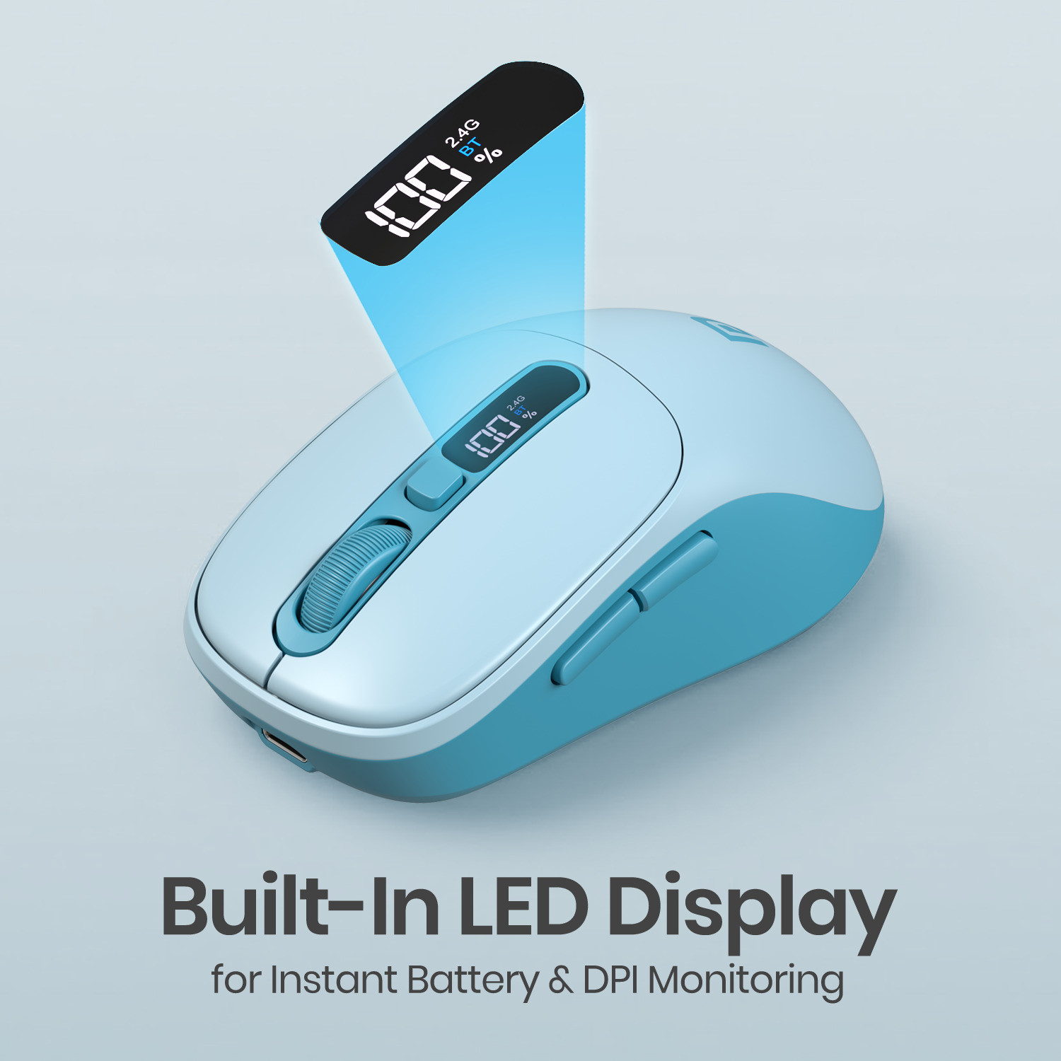 Image of Portronics Toad 9 Wireless Bluetooth Mouse,Dual Wireless (BT + 2.4 GHz),Smart LED Display Ambidextrous Optical Mouse