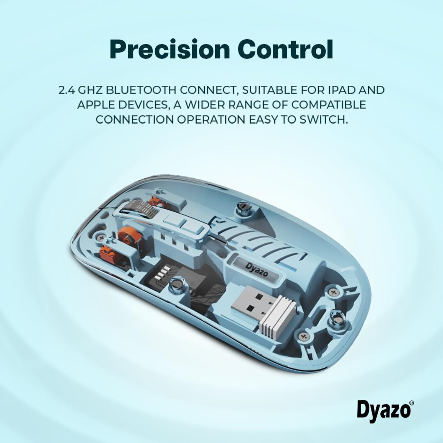 Image of Dyazo Plus Transparent Wireless Mouse | Adjustable DPI with Dual Mode | Rechargeable Ambidextrous Optical Gaming Mouse