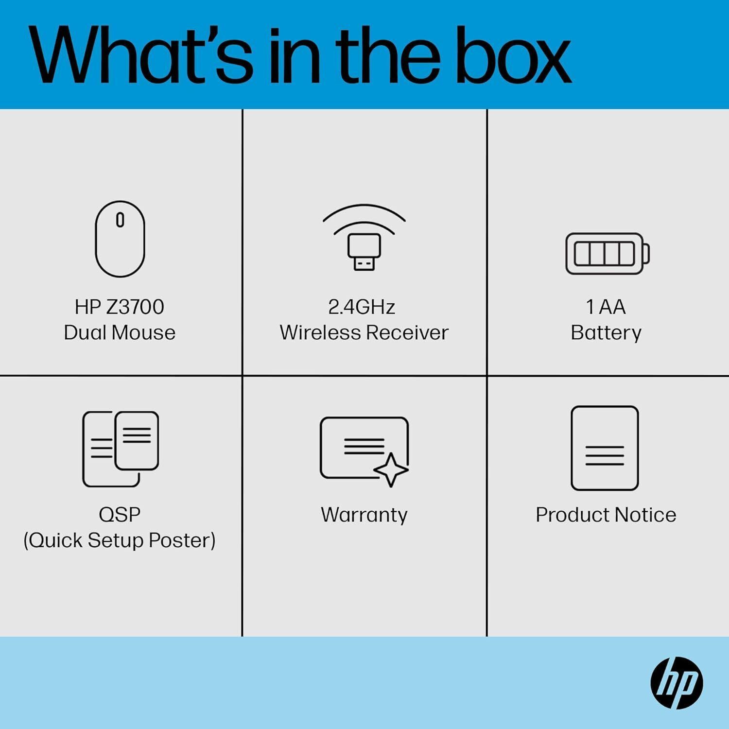 Image of HP Z3700 Black Wireless Ambidextrous Optical Mouse