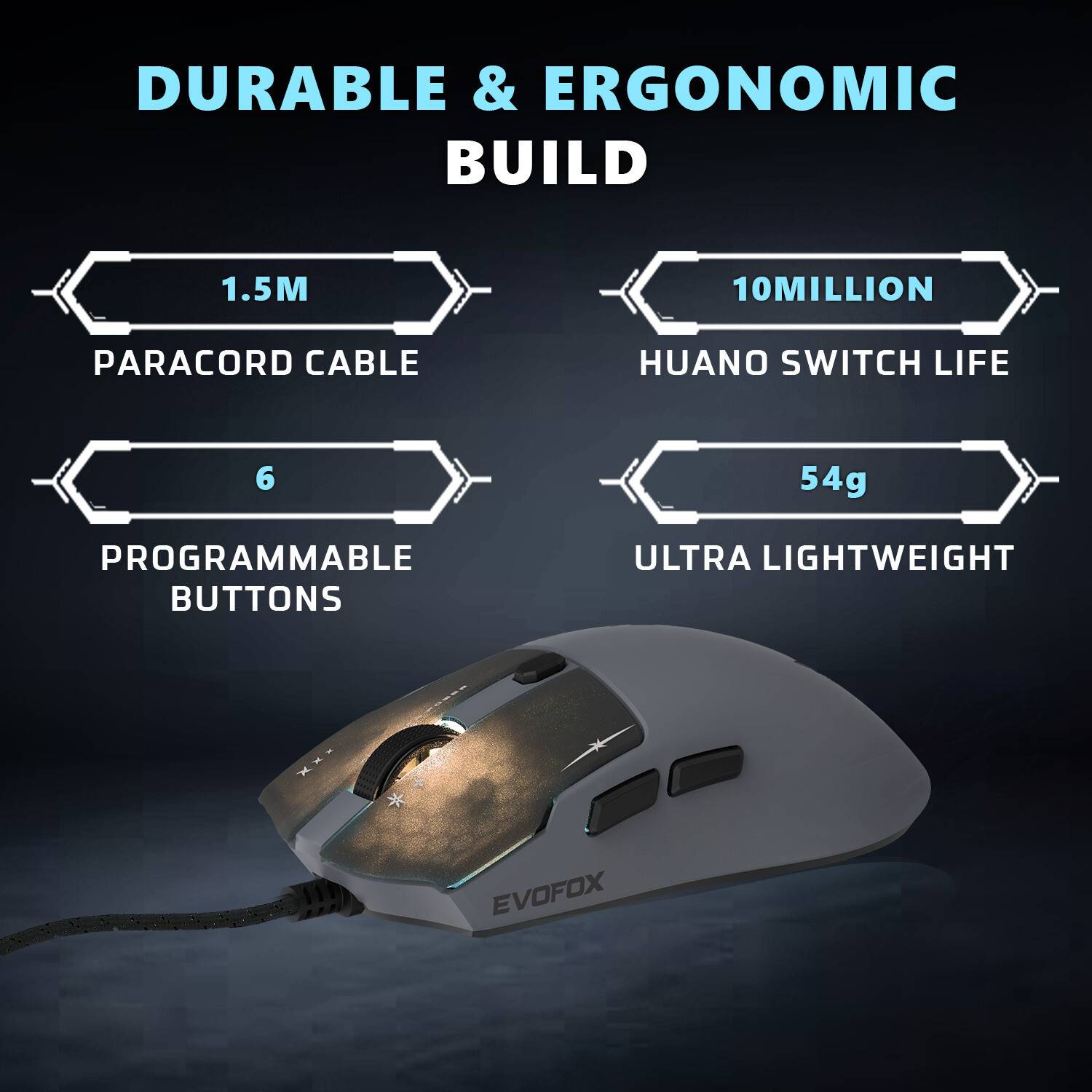 EVOFOX Ghost Air Wired Ambidextrous Optical Gaming Mouse - Image 5