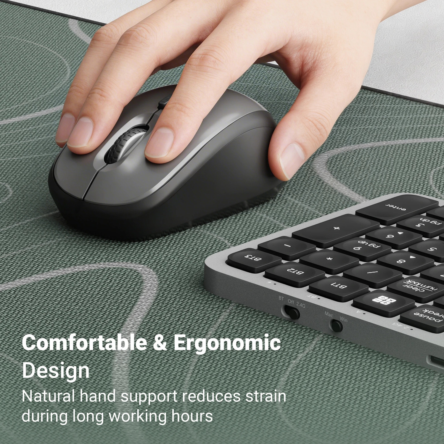 Image of ZEBRONICS Pulse Wireless Mouse, Dual Mode (Bluetooth), 1600 DPI, 4 Buttons, Ambidextrous Optical Mouse