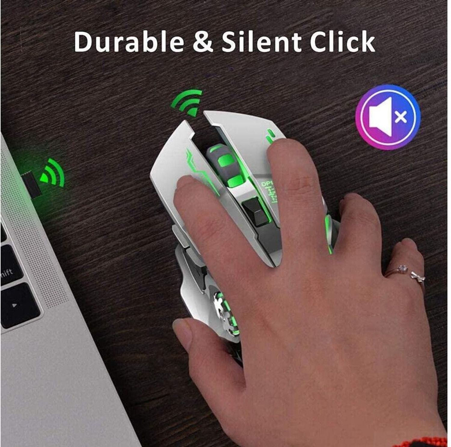 Image of coolcold Gaming Mouse | Rechargeable, Wireless Gaming Mouse | with Type c OTG Dongle Ambidextrous Optical Gaming Mouse