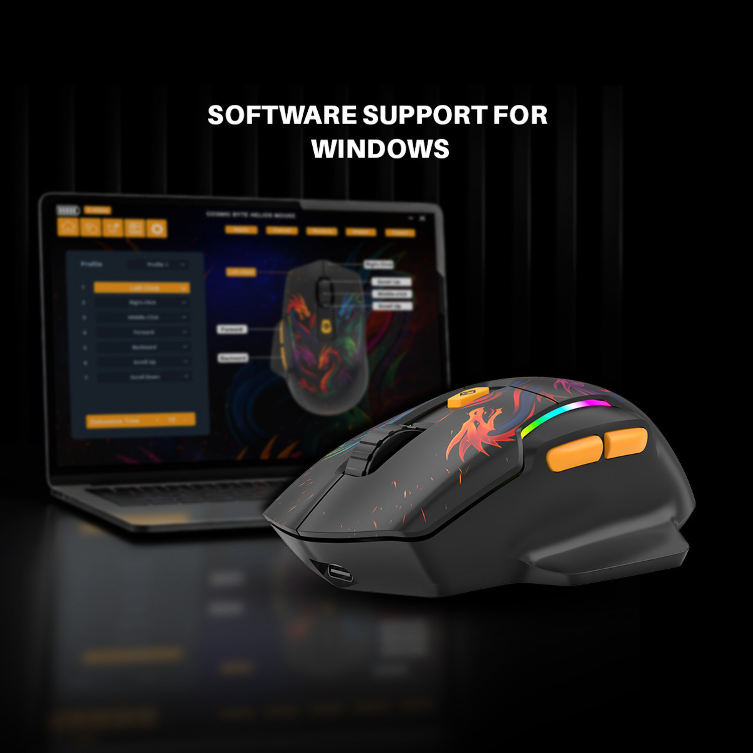 Image of Cosmic Byte Helios Wireless Tri Mode Mouse Right Handed Optical Gaming Mouse