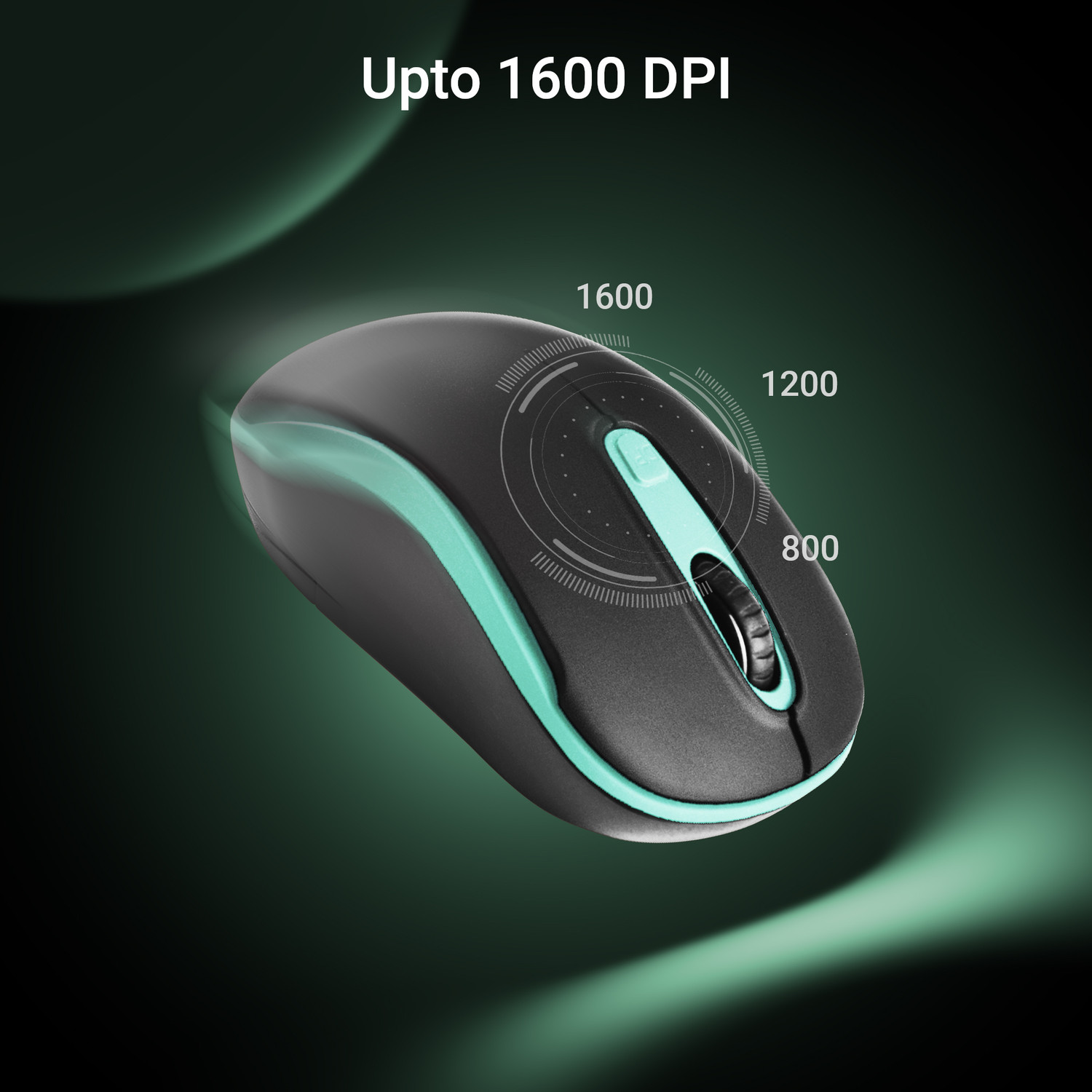 Image of ZEBRONICS Zeb - DASH PRO (GREEN) Ambidextrous Optical Mouse Wireless Mouse, 1600 DPI, 3-Level DPI, Lightweight, Power Saving