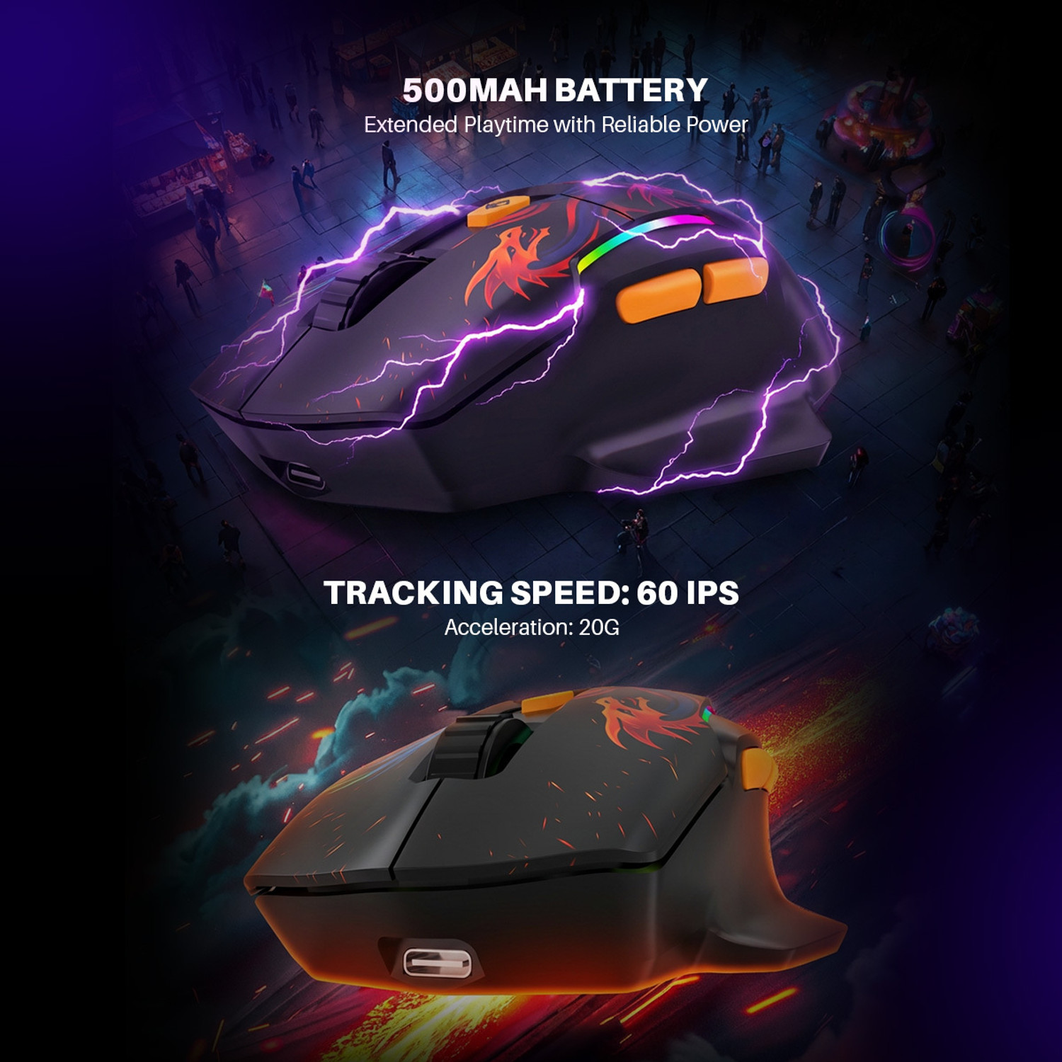 Image of Cosmic Byte Helios Wireless Tri Mode Mouse Right Handed Optical Gaming Mouse