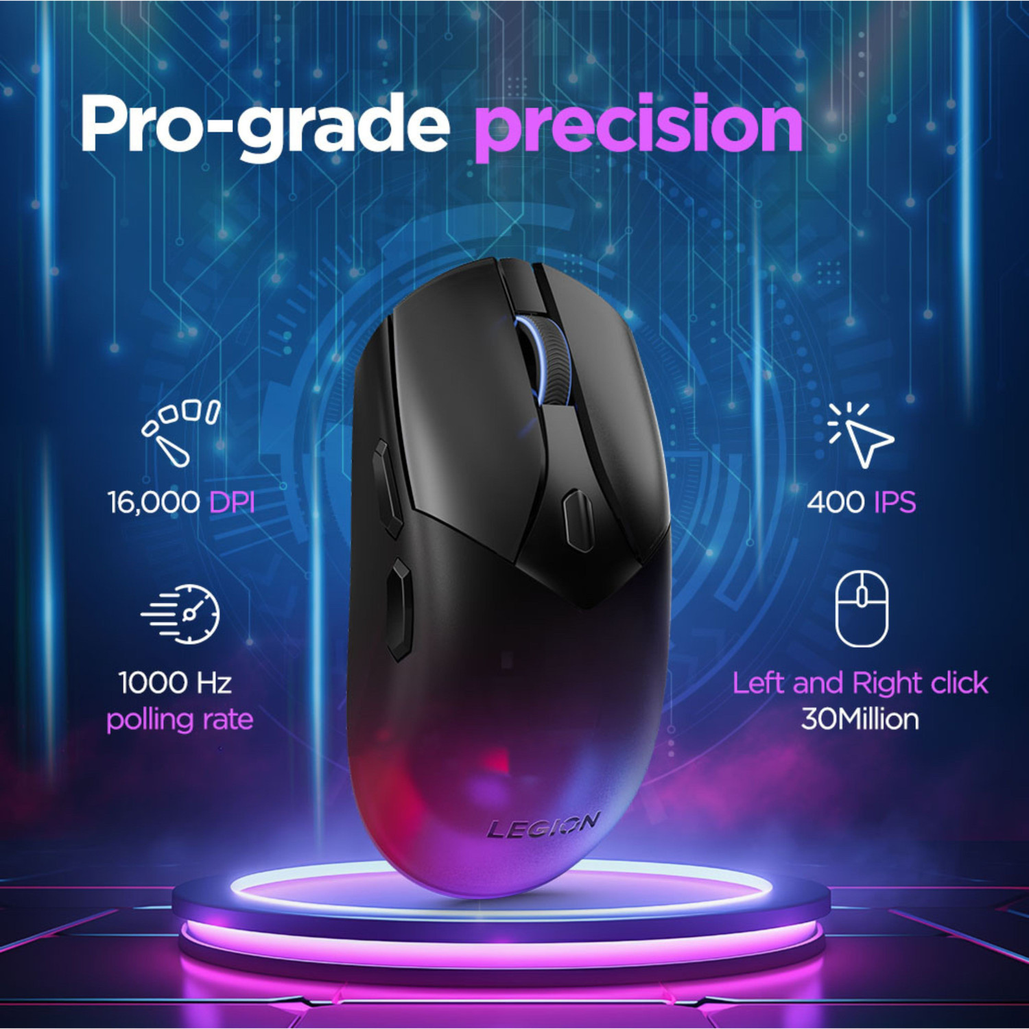 Image of Lenovo M410 RGB Ambidextrous Laser Gaming Mouse With Bluetooth