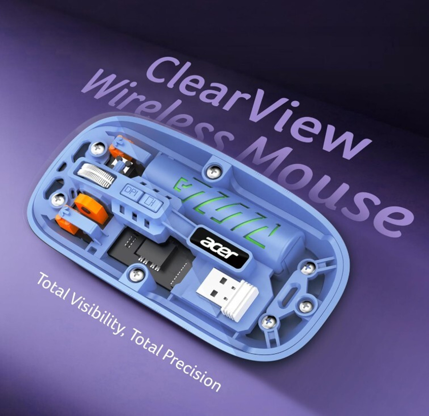 Image of Acer Clearview Transparent Ambidextrous Optical Gaming Mouse With Bluetooth