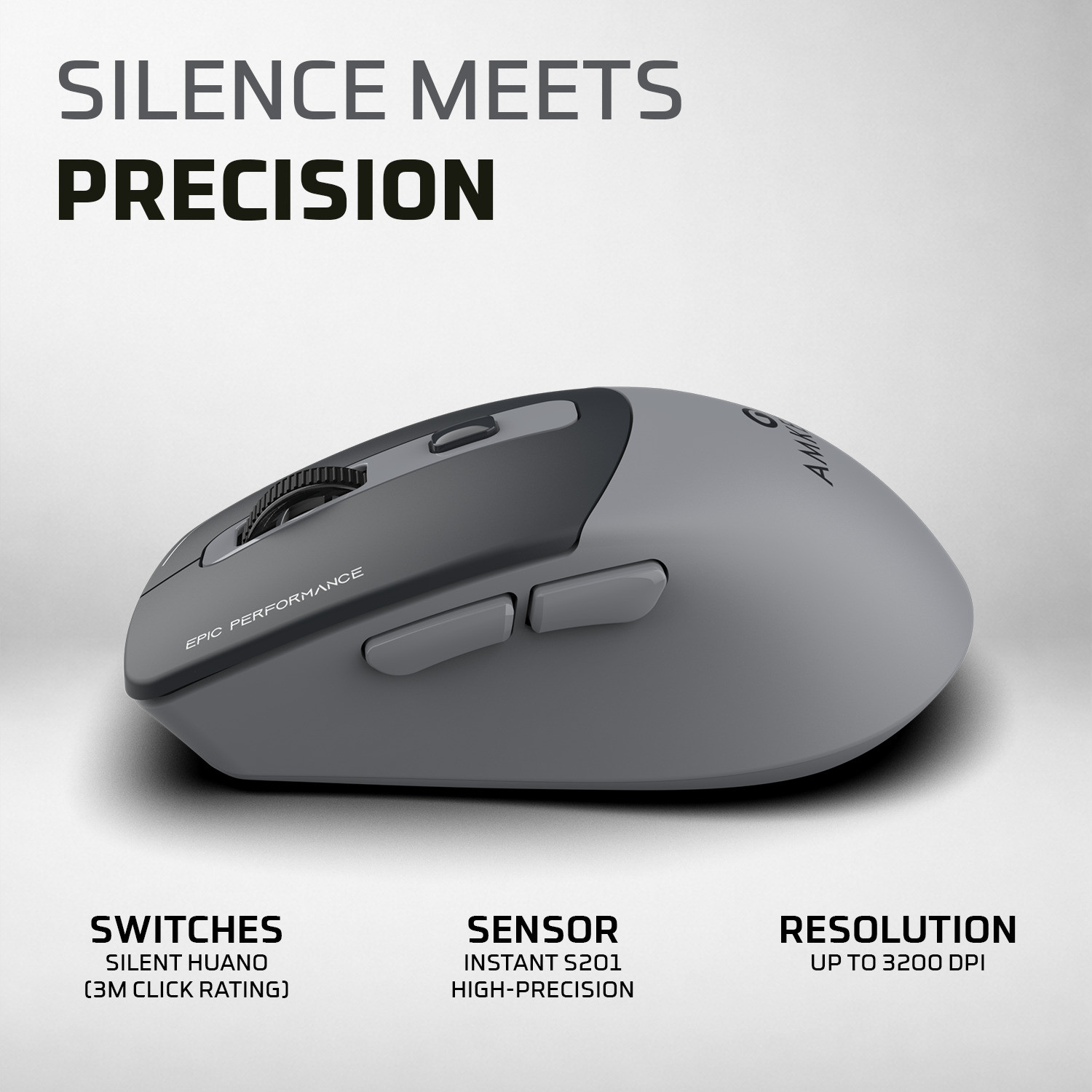 Image of AMKETTE Epic S Multi-Device 3200 DPI Rechargeable Ergonomic Optical Mouse