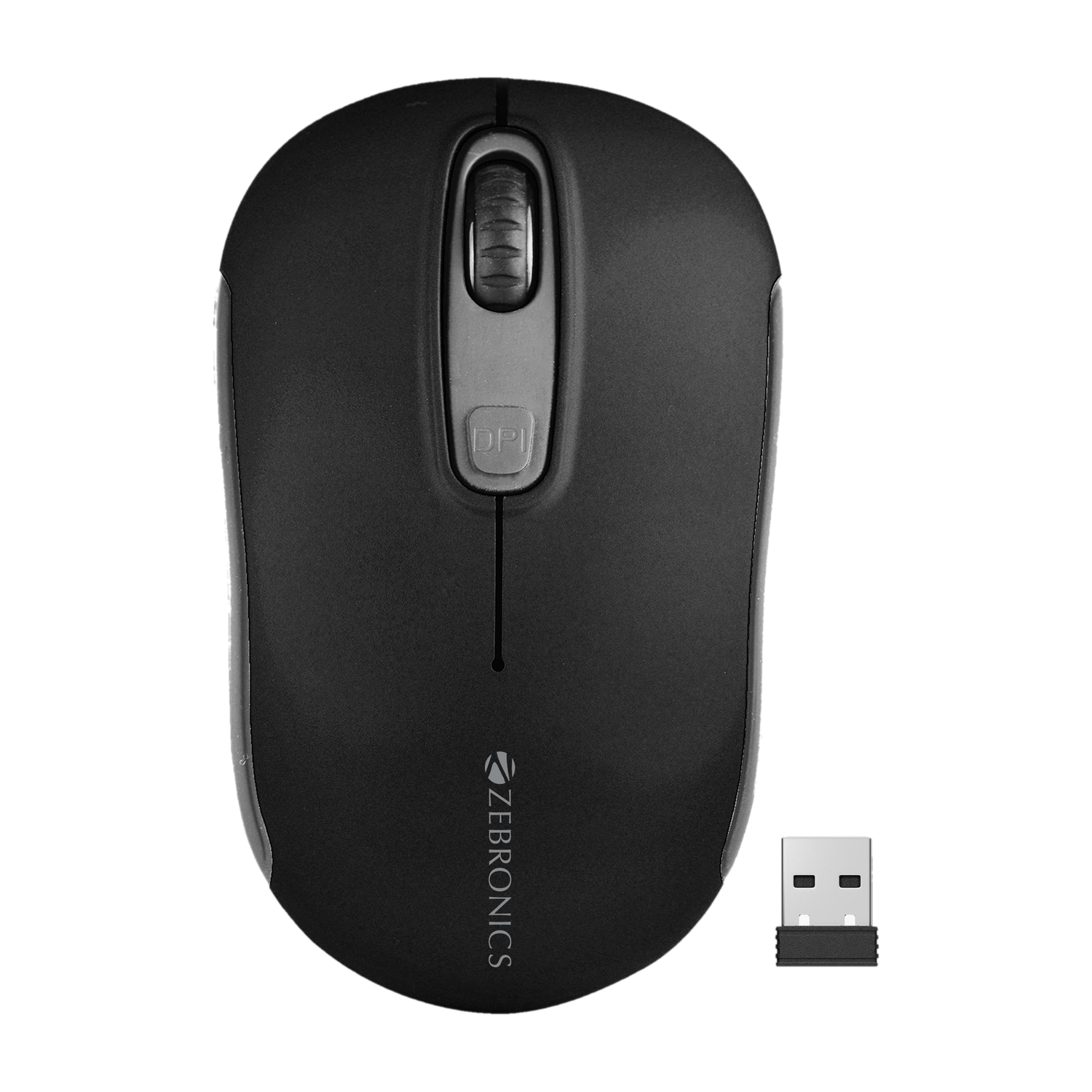 Image of ZEBRONICS Zeb - DASH PRO (GREY) Ambidextrous Optical Mouse Wireless Mouse, 1600 DPI, 3-Level DPI, Lightweight, Power Saving