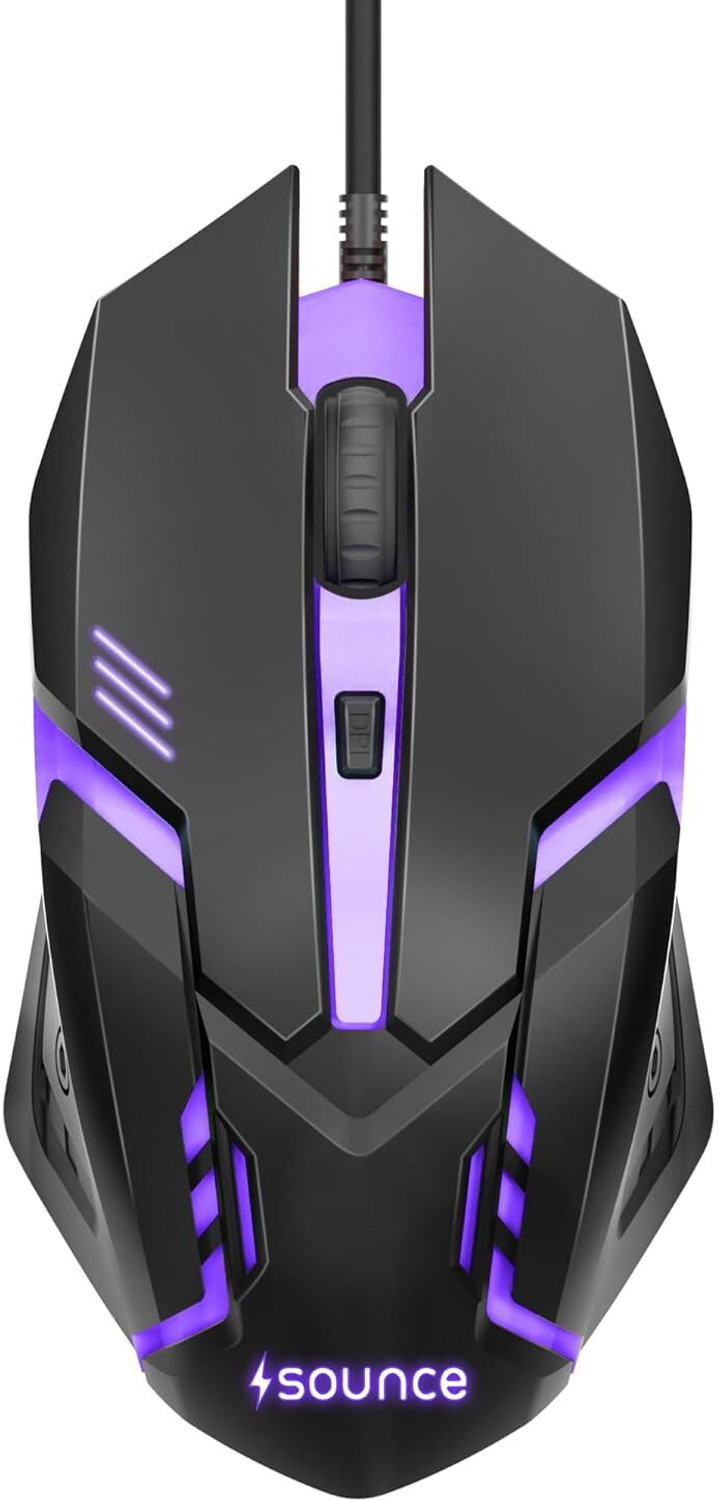 Image of sounce Wired Gaming Mouse USB 4 Level DPI RGB Optical Sensor for Laptop and PC Wired Right Handed Optical Gaming Mouse