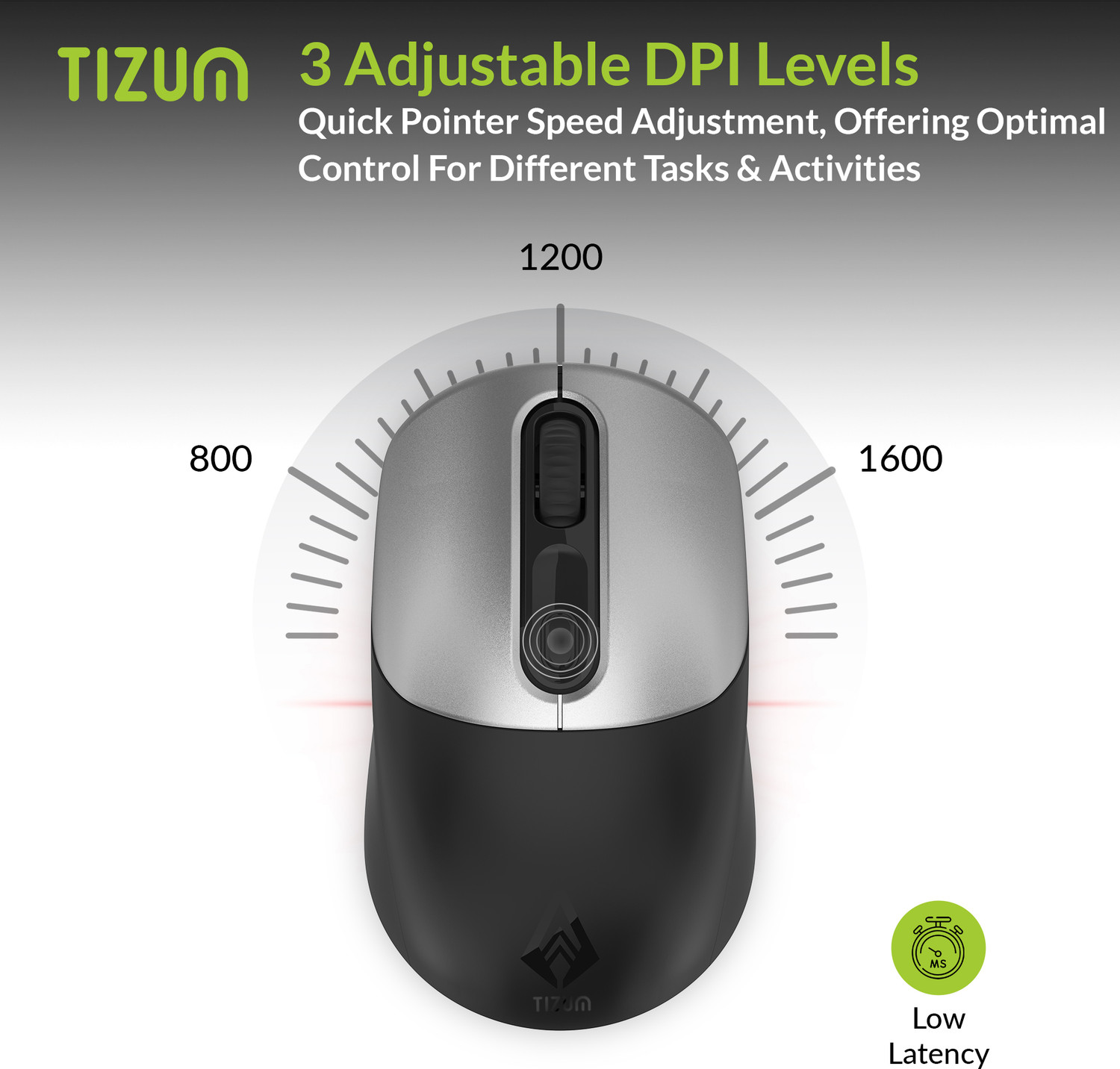 Image of Tizum Archer Tech Lab Bluetooth Wireless Mouse with BT 5.0 /3.0 & 2.4GHz USB Receiver Ambidextrous Optical Gaming Mouse With Bluetooth