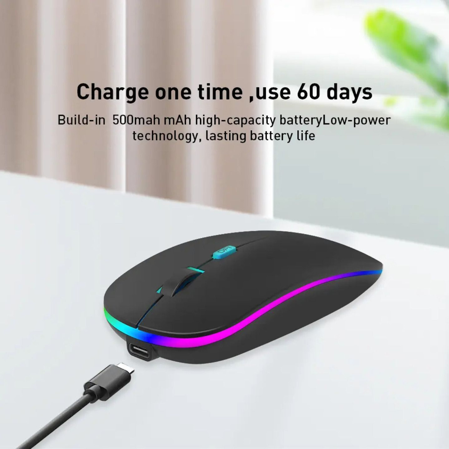 Image of UrbanVolt Ultra Thin Rechargeable Mouse | Type-C Charging | Silent & Compact Design Ergonomic Optical Gaming Mouse