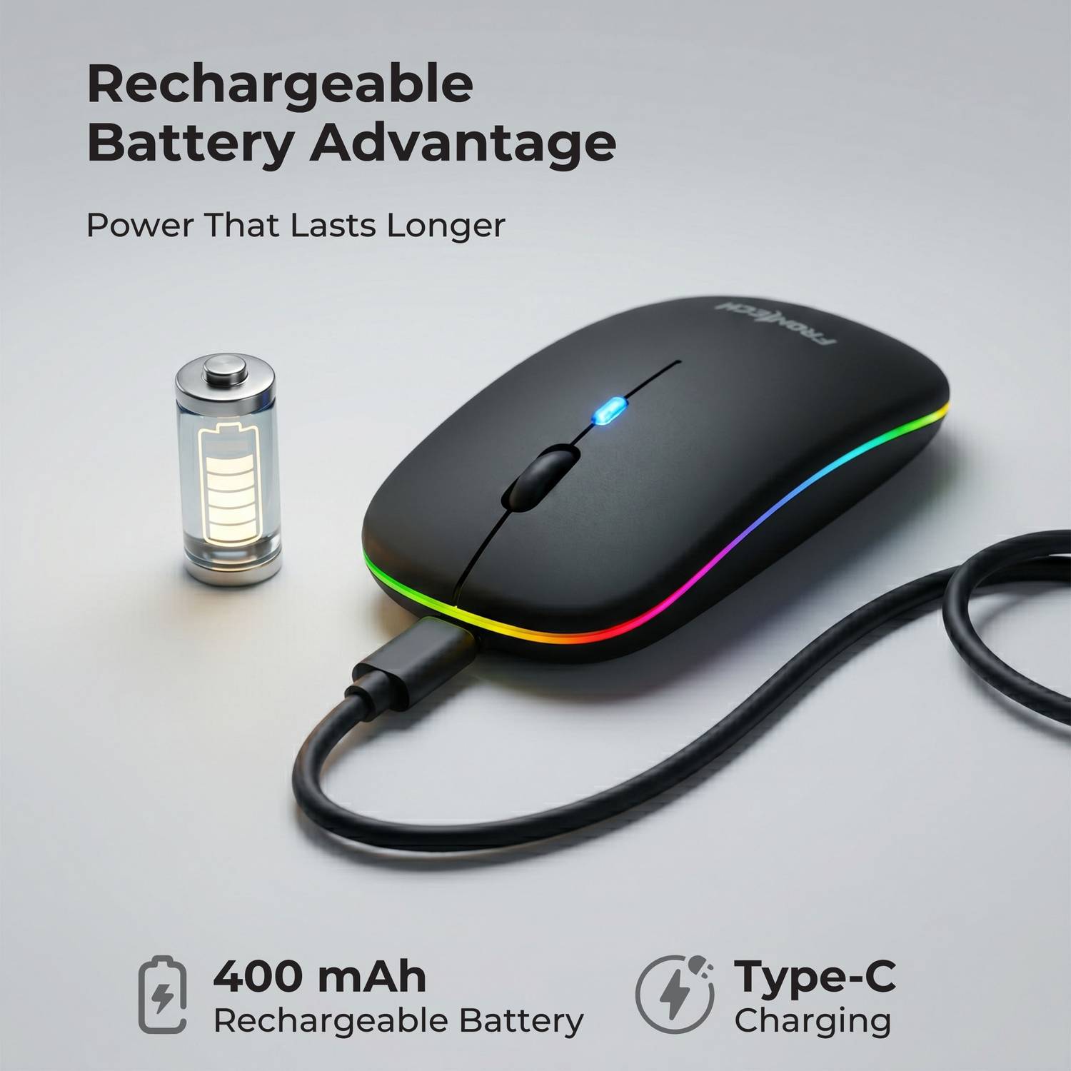Frontech Dual Connectivity Wireless Mouse with RGB - Image 2