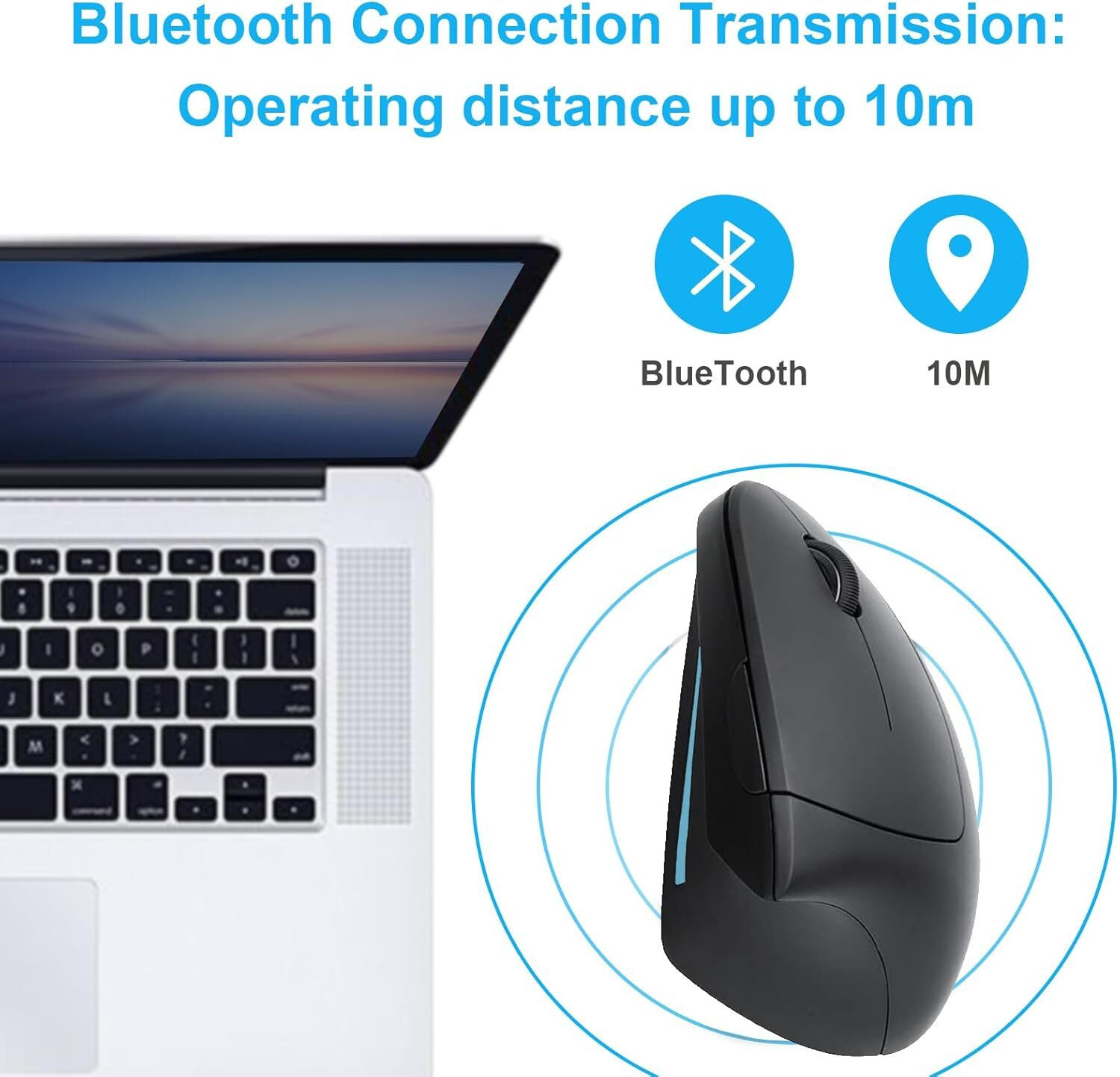 Image of atdaraz Ergonomic Wireless,Rechargeable Vertical Mouse with USB Receiver,6 Buttons Ambidextrous Optical Gaming Mouse With Bluetooth