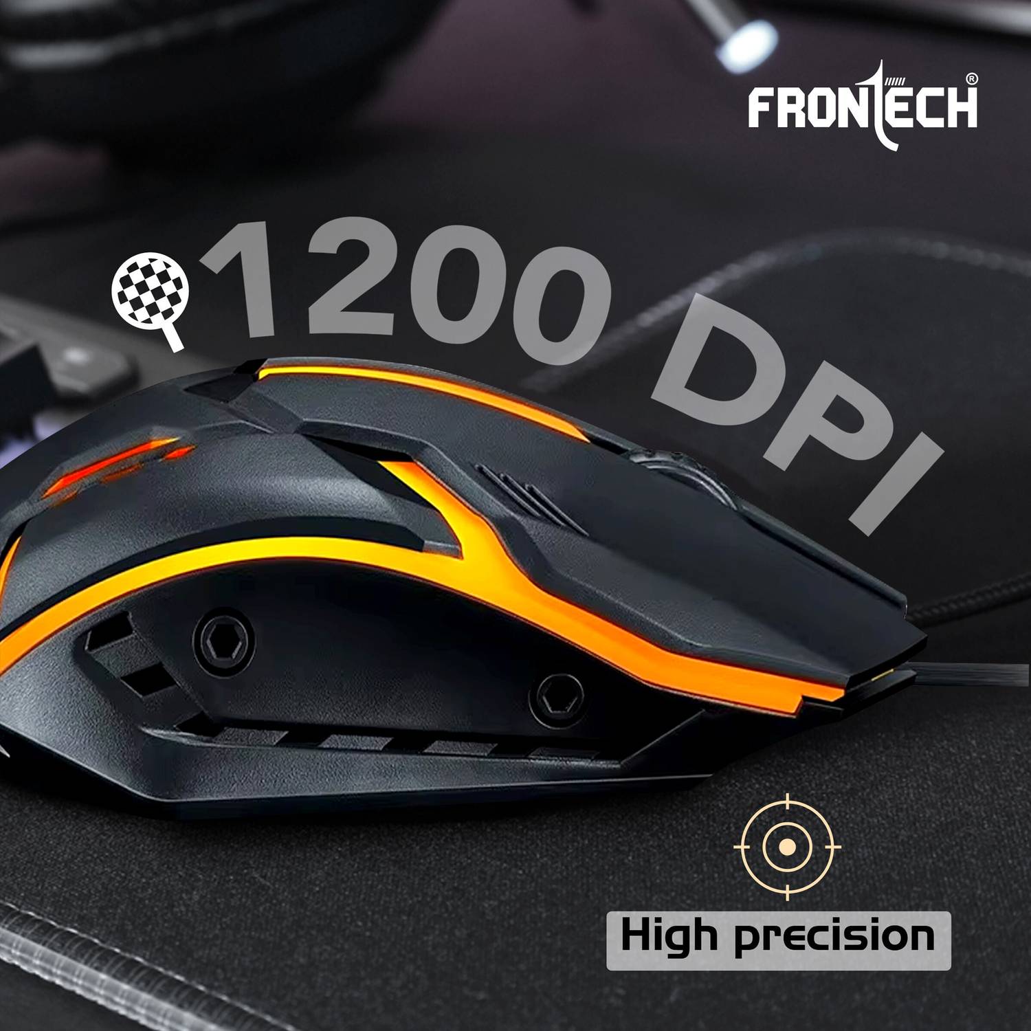 Frontech Wired USB Mouse with 3 Handy Buttons | Stylish Grip 1200