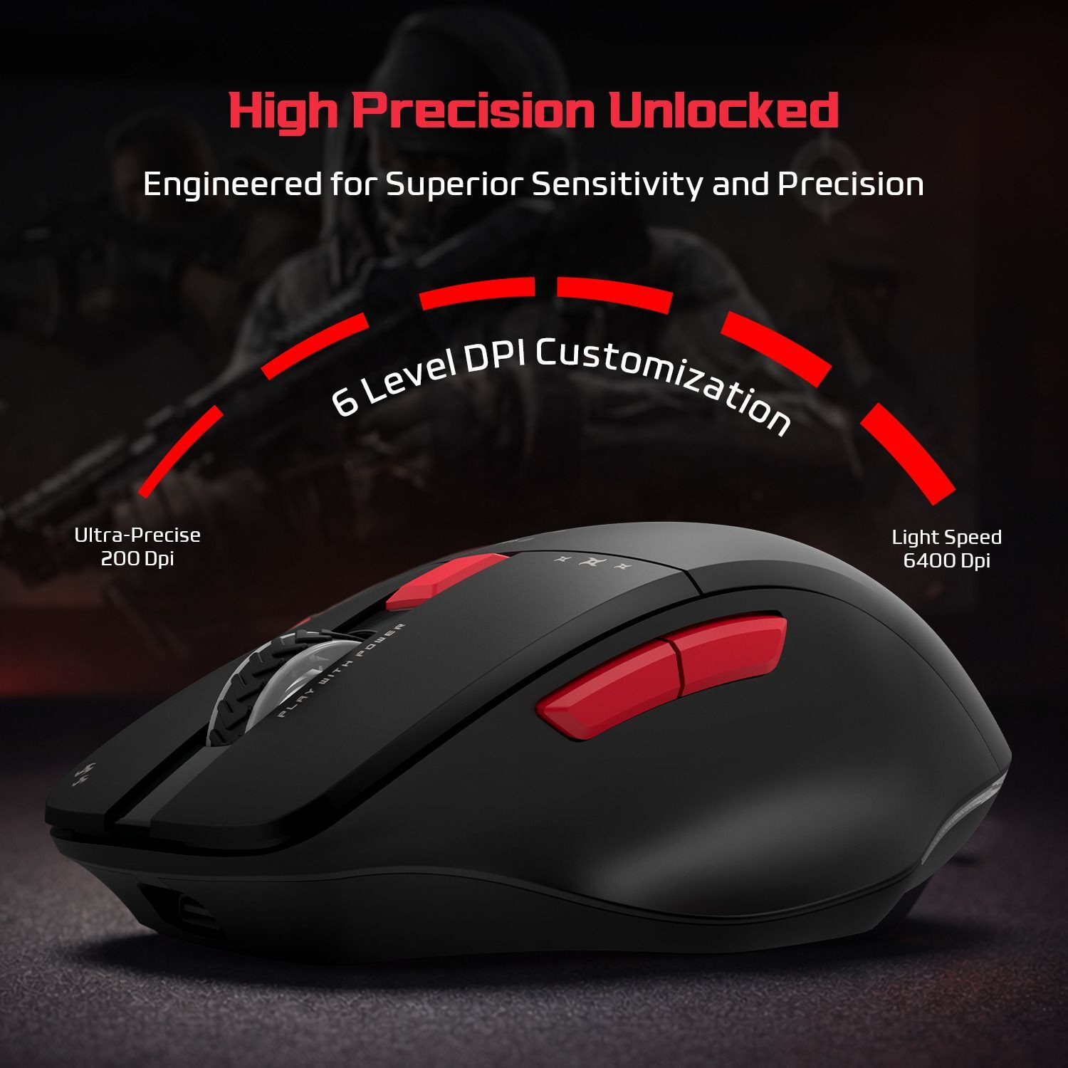 Image of EVOFOX Shadow X Pro Wireless Ergonomic Optical Gaming Mouse Tri-Mode 6400 DPI, 6 Programmable Buttons, Rechargeable With Bluetooth