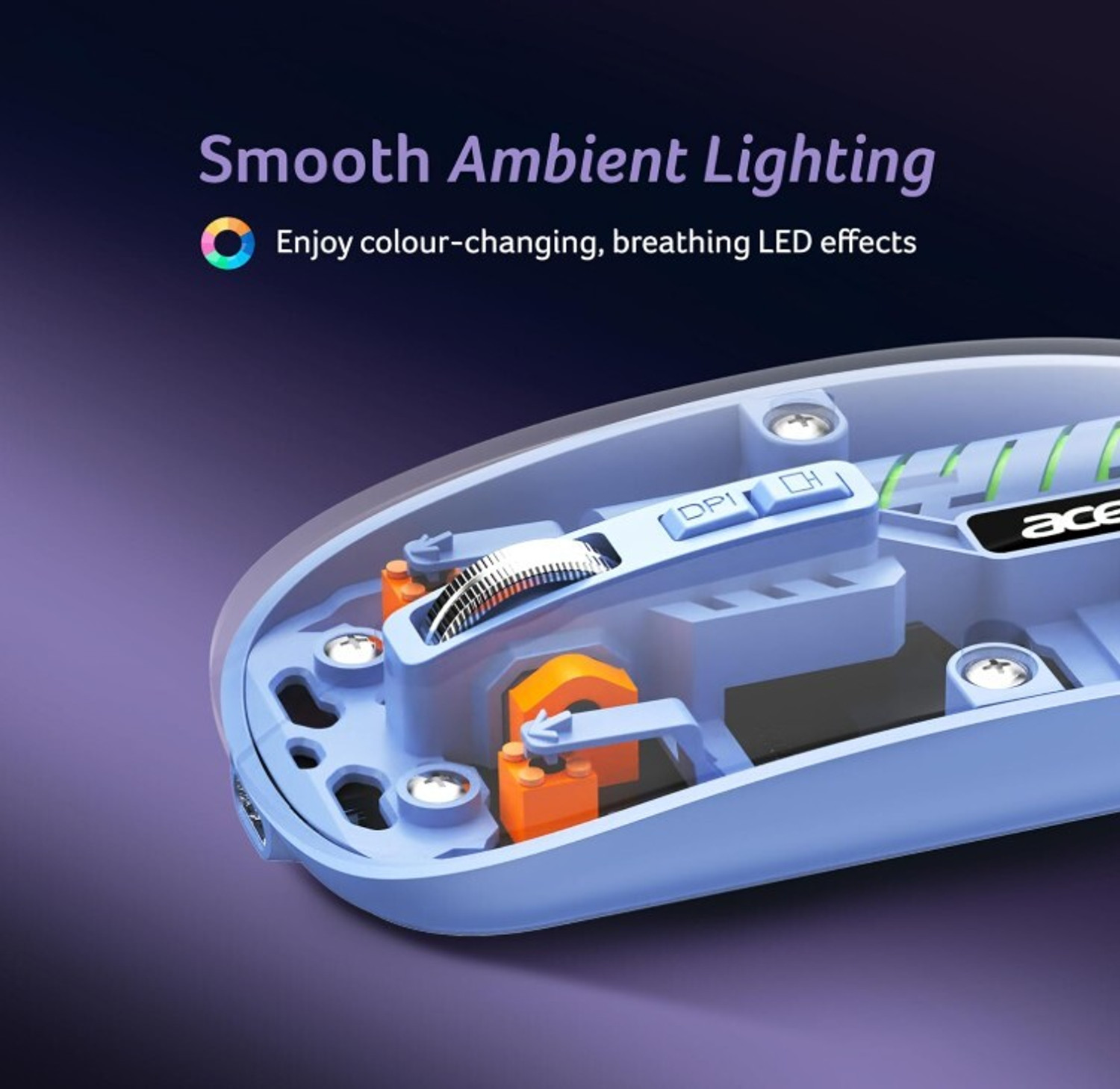 Image of Acer Clearview Transparent Ambidextrous Optical Gaming Mouse With Bluetooth