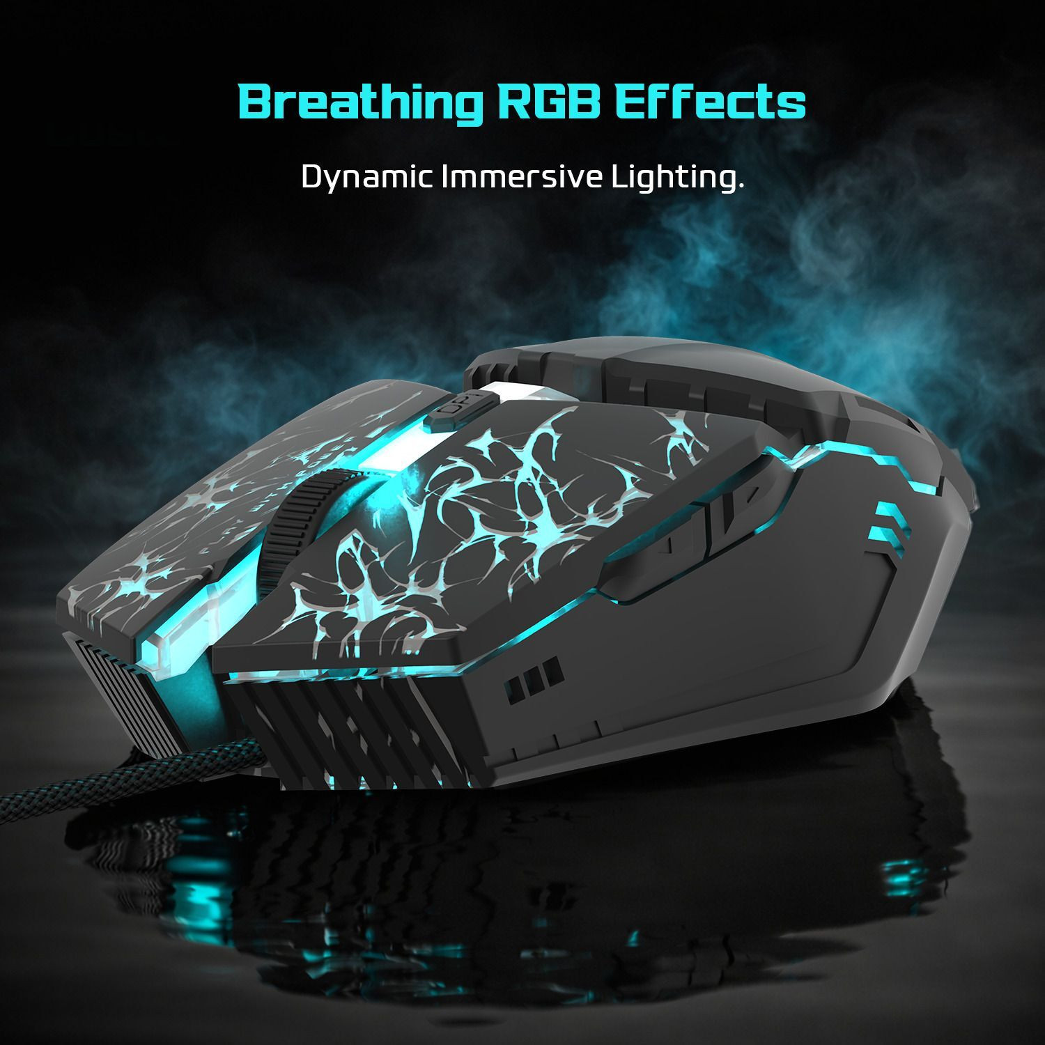 Image of EVOFOX Spirit Wired Ergonomic Optical Gaming Mouse 7200 DPI Gaming Sensor, 6 Buttons, Huano Switches, Braided Cable with RGB