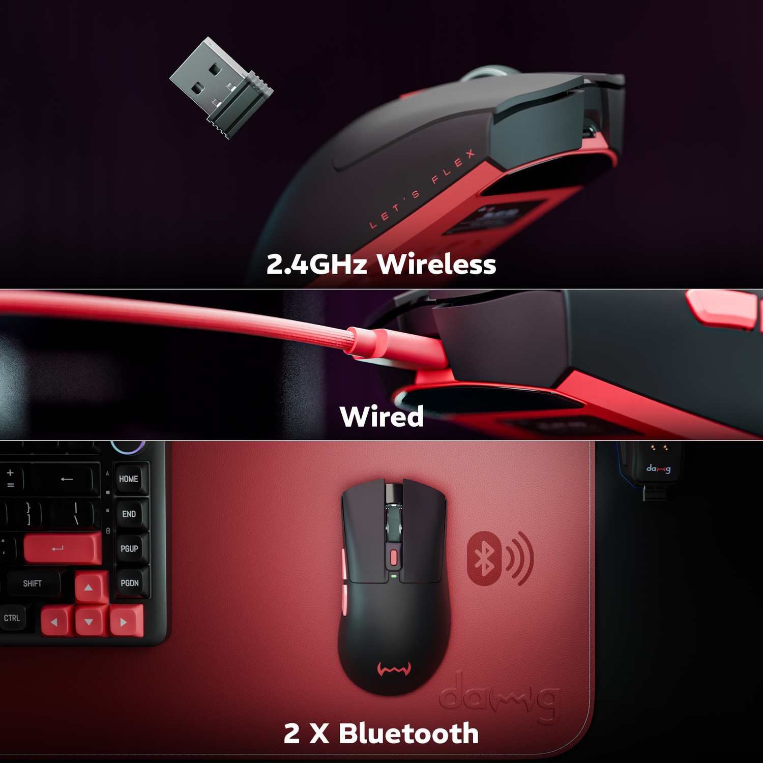 Image of daWg W-Slay 50 Ambidextrous Optical Gaming Mouse With Bluetooth