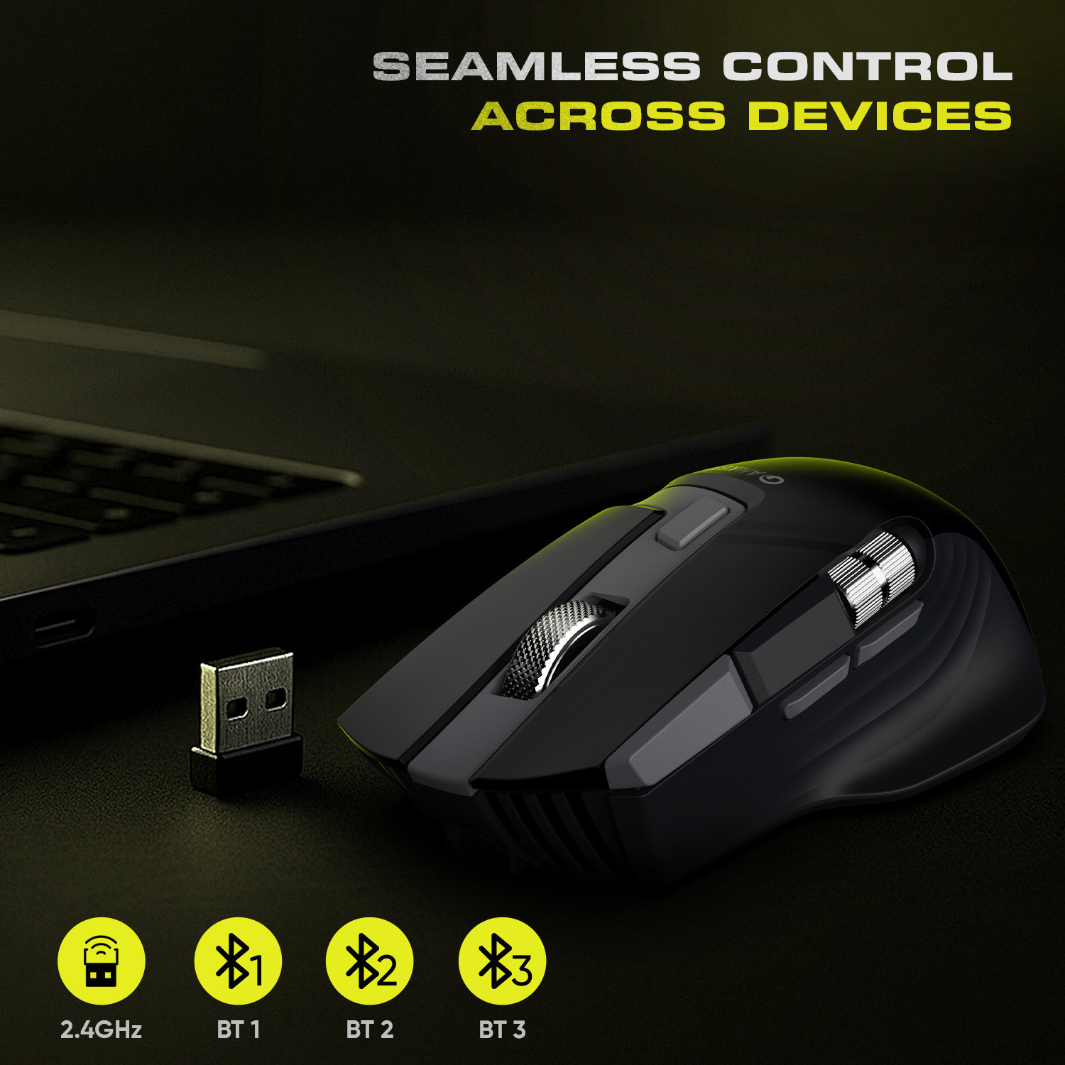 Image of AMKETTE XS Series Flow S Multi-Device 3200 DPI Rechargeable Ergonomic Optical Mouse