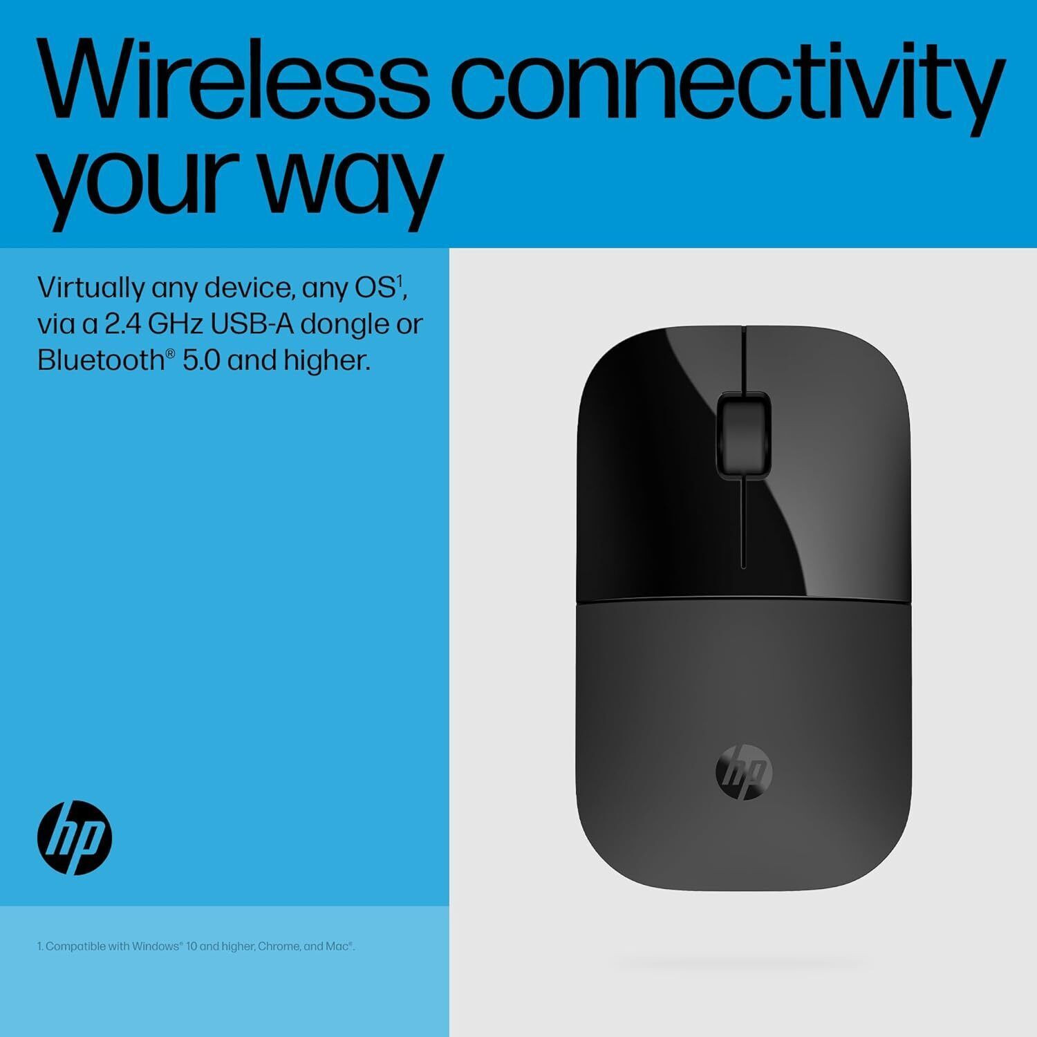 Image of HP Z3700 Black Wireless Ambidextrous Optical Mouse
