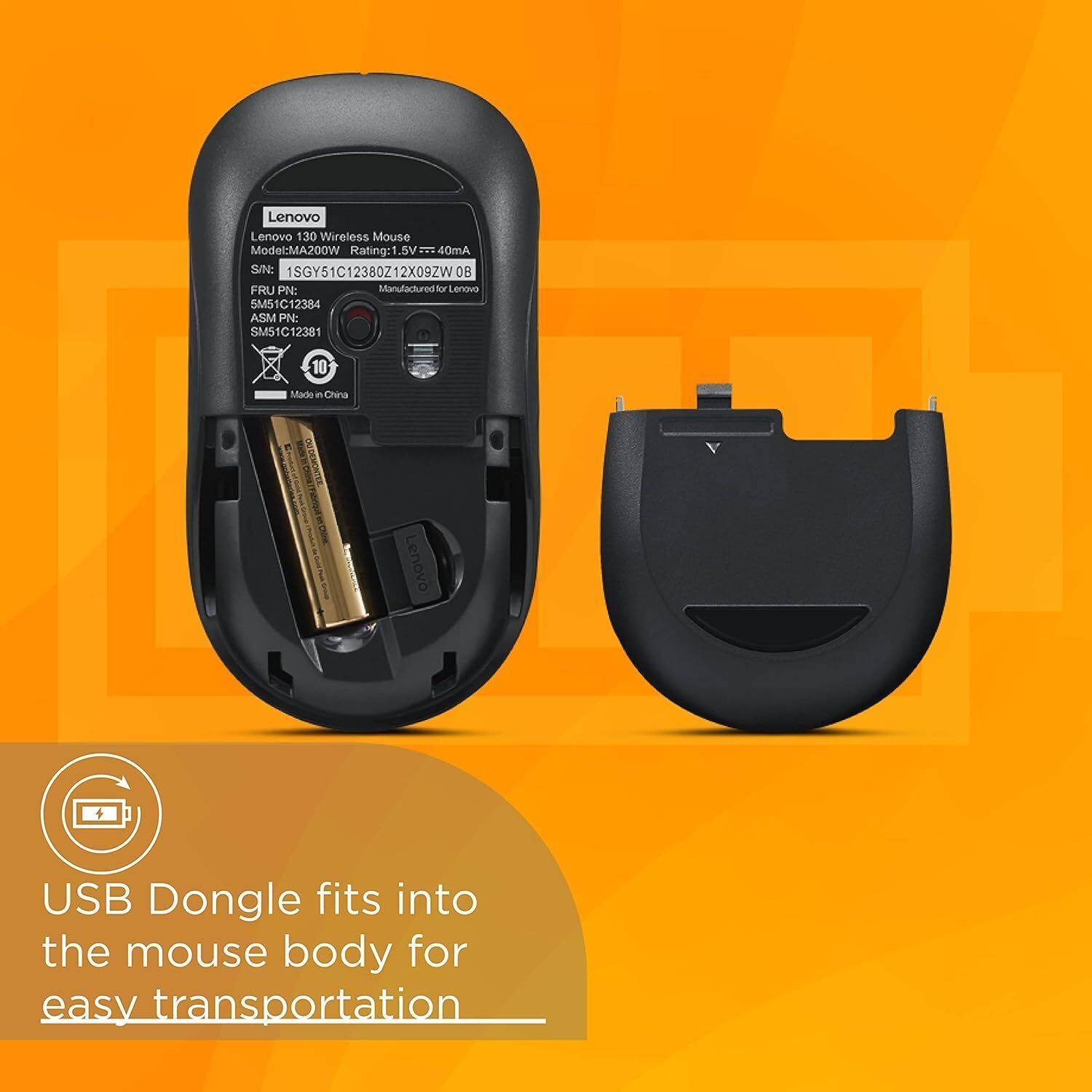 Lenovo 130 Ambidextrous Wireless Optical Mouse - Image 5