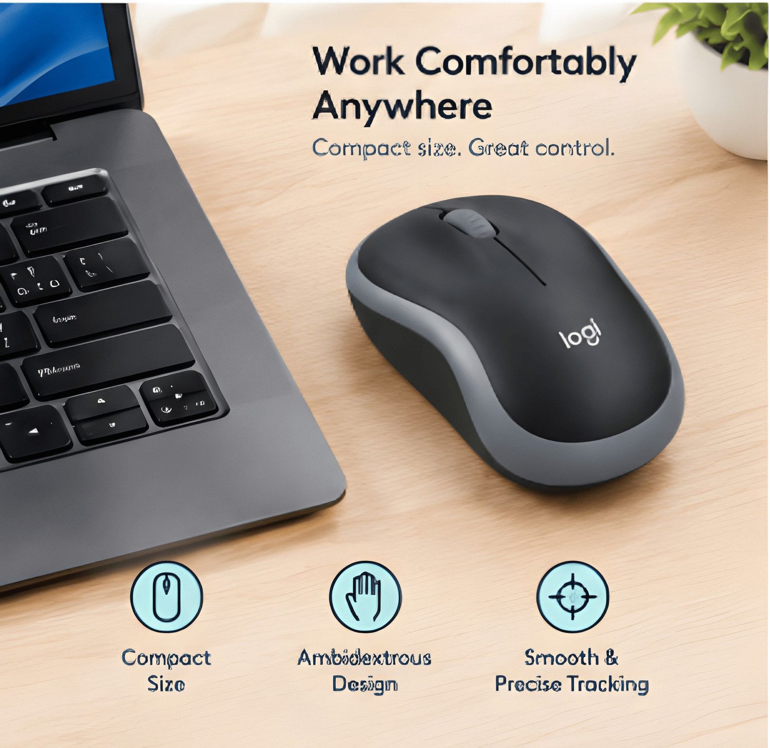 Image of Logitech M185 Pack of 2 Ambidextrous Optical Mouse (2.4GHz Wireless, Grey)