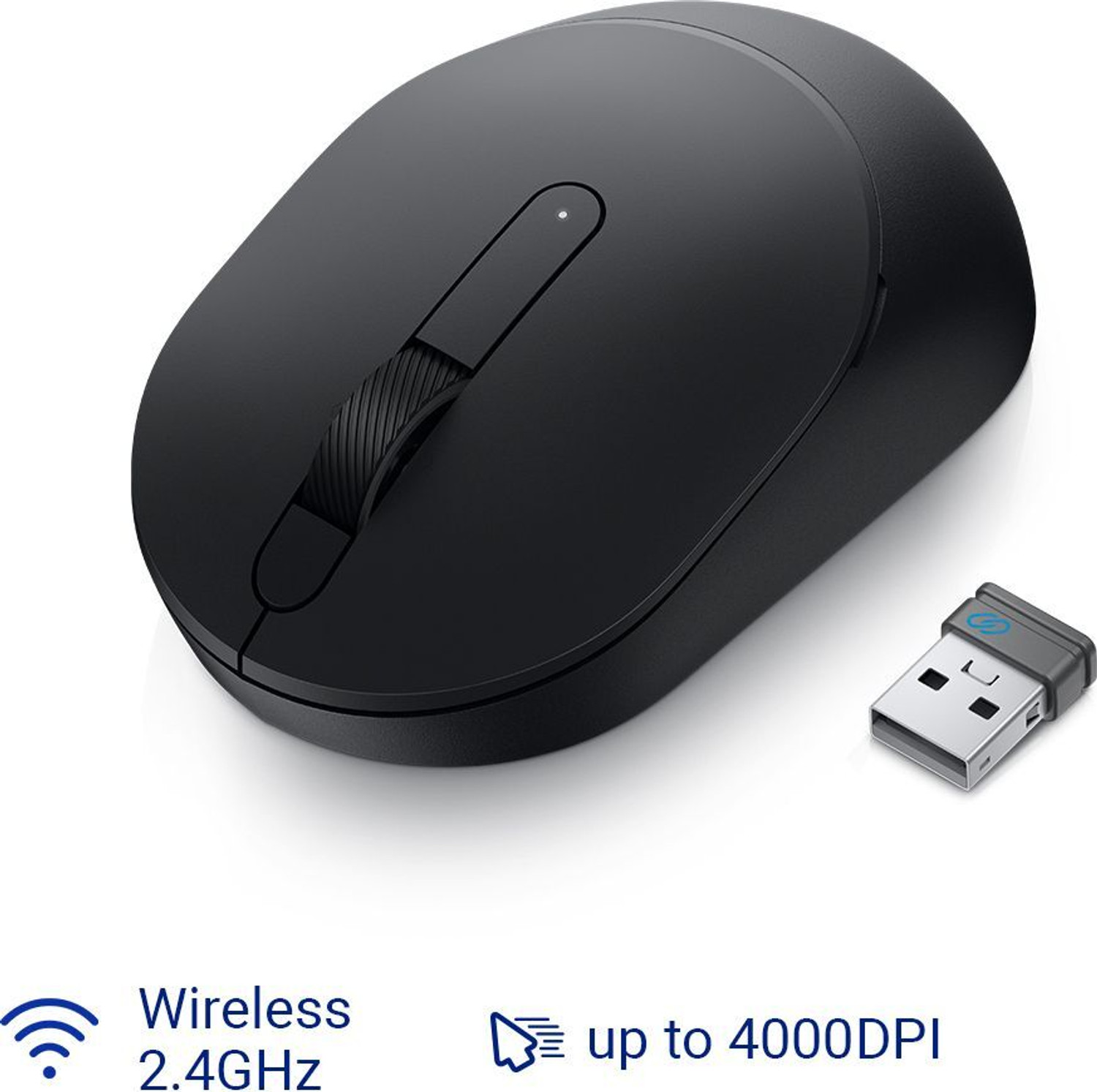 Image of DELL MS3320W Ambidextrous Optical Mouse 1600 DPI, Multidevice connectivity through a toggle button,with On /Off switch