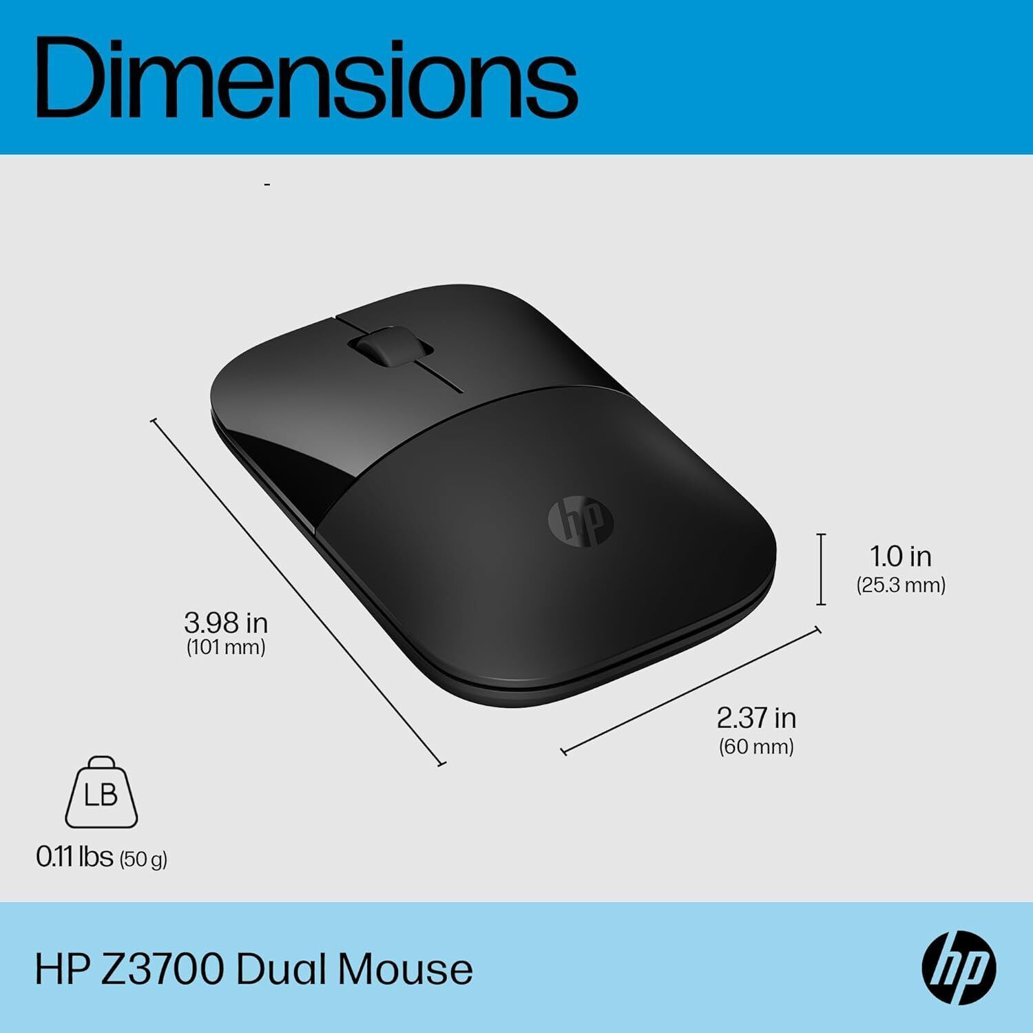 Image of HP Z3700 Black Wireless Ambidextrous Optical Mouse