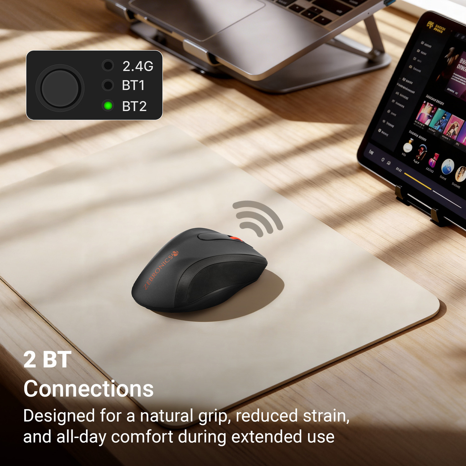 Image of ZEBRONICS Zeb-Curve Ambidextrous Optical Mouse With Bluetooth