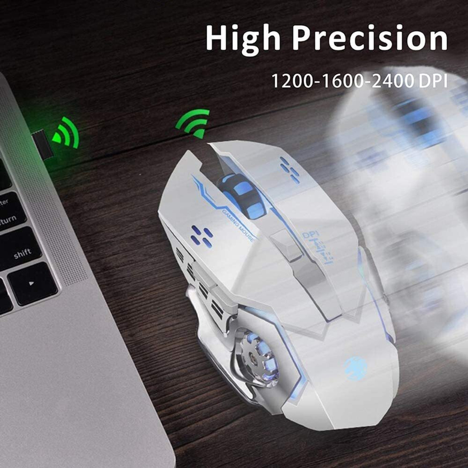 Image of coolcold Gaming Mouse | Rechargeable, Wireless Gaming Mouse | with Type c OTG Dongle Ambidextrous Optical Gaming Mouse