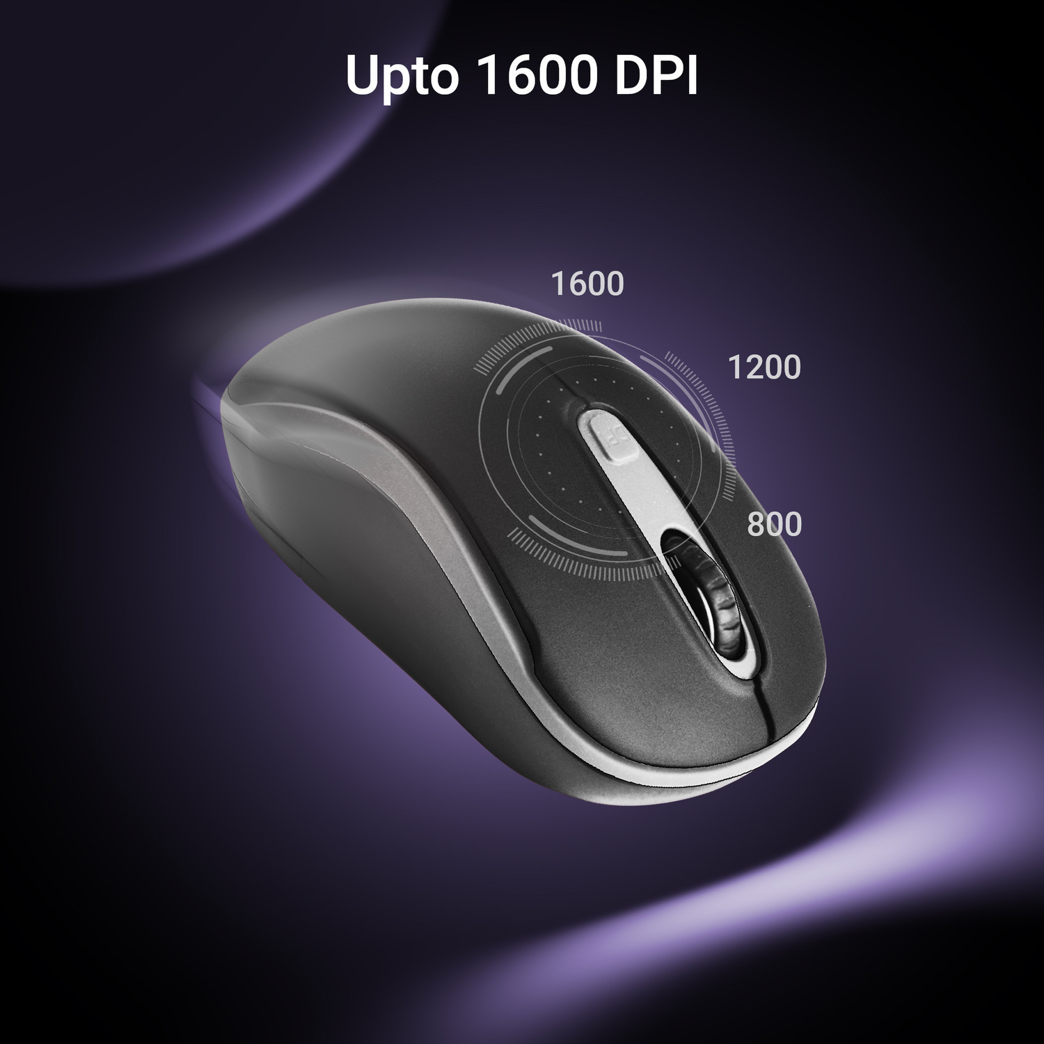 Image of ZEBRONICS Zeb - DASH PRO (GREY) Ambidextrous Optical Mouse Wireless Mouse, 1600 DPI, 3-Level DPI, Lightweight, Power Saving