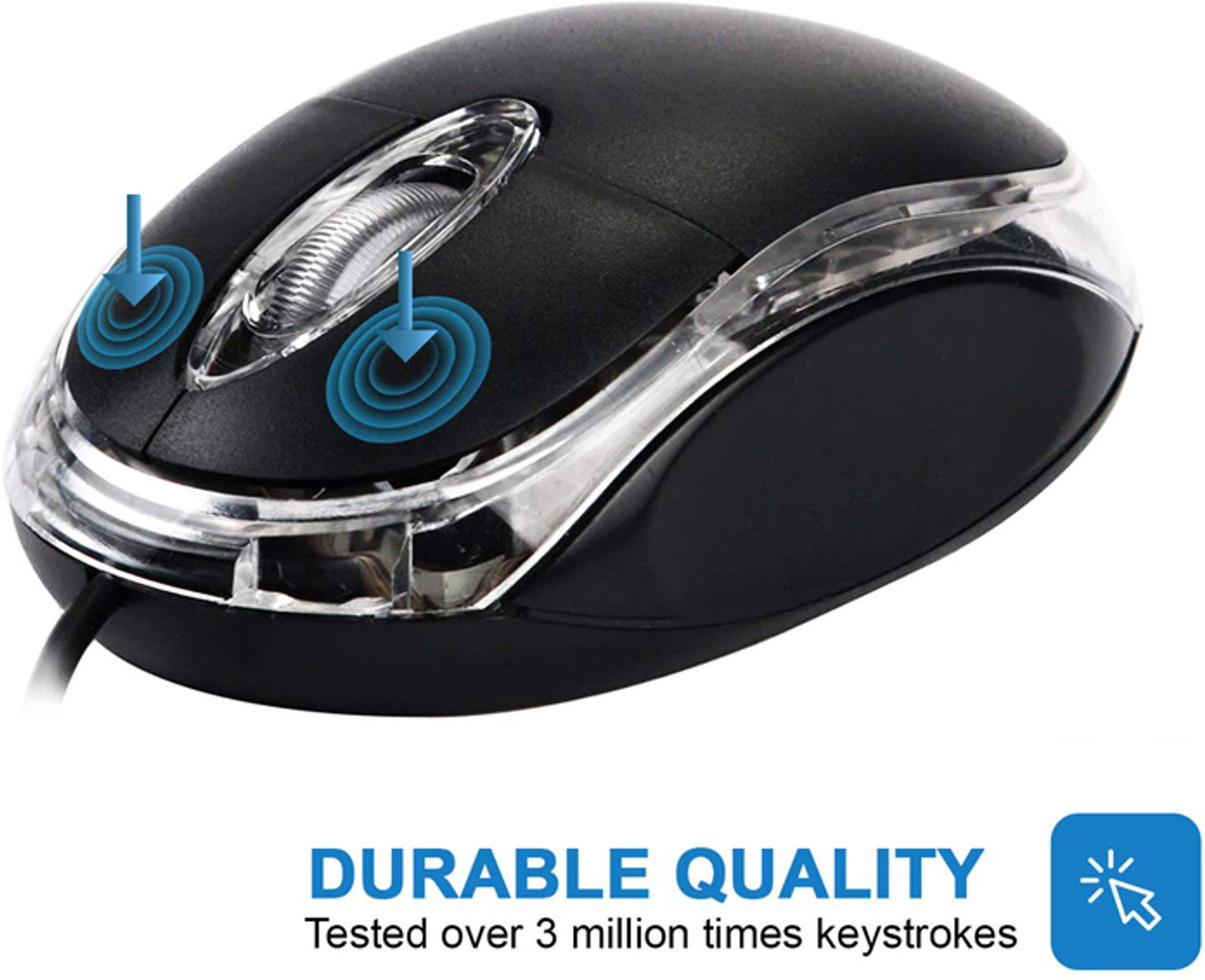Image of BAMICO Best 3D Wired USB Optical Mouse with 3 Buttons Wired Ambidextrous Optical Mouse