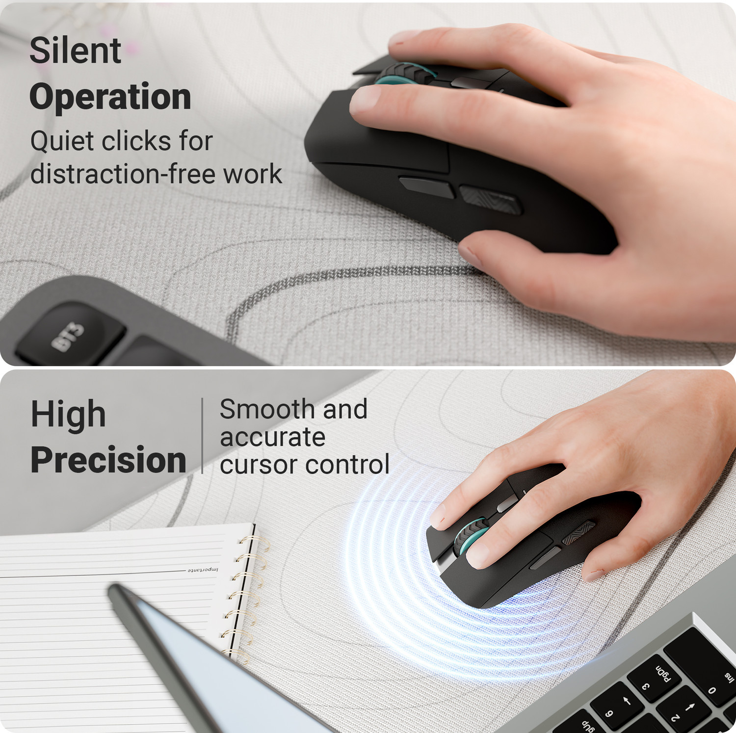 Image of ZEBRONICS ZEB-BLANC 100 (Black) Ergonomic Optical Mouse Rechargeable, 2400 DPI, 6 Buttons, Type-C Charging USB Dongle With Bluetooth