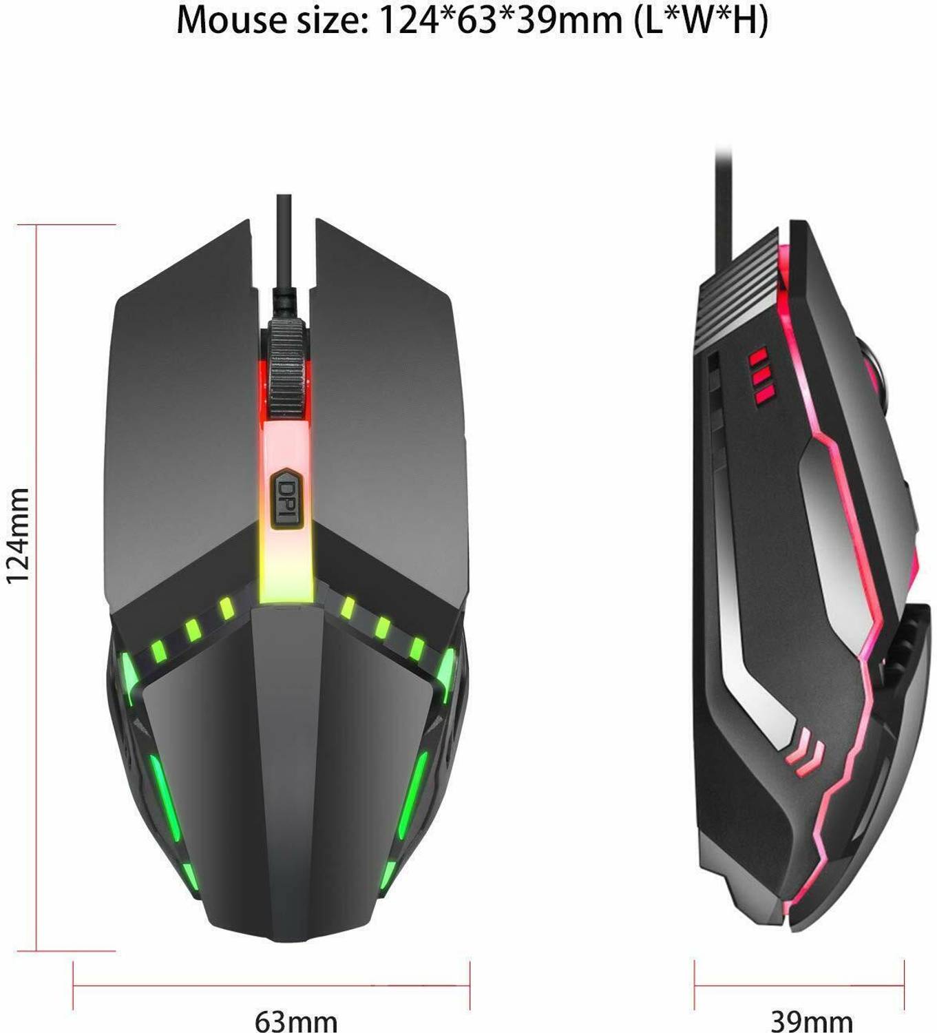 ENTWINO X3 Wired Gaming Mouse, 7 Colors, DPI Button - Image 4