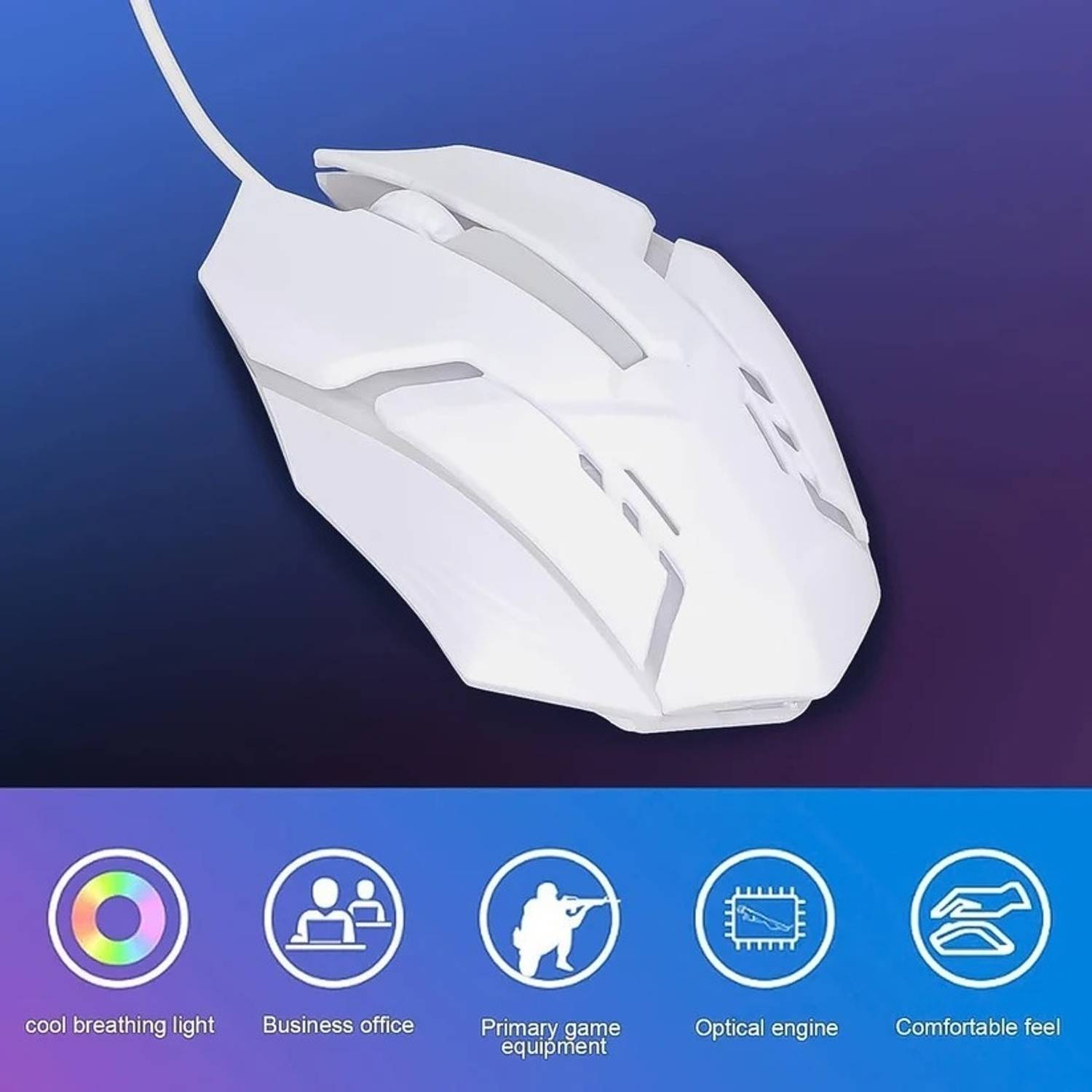 ABC 1200 DPI RGB LED Gaming Mouse White - Image 5