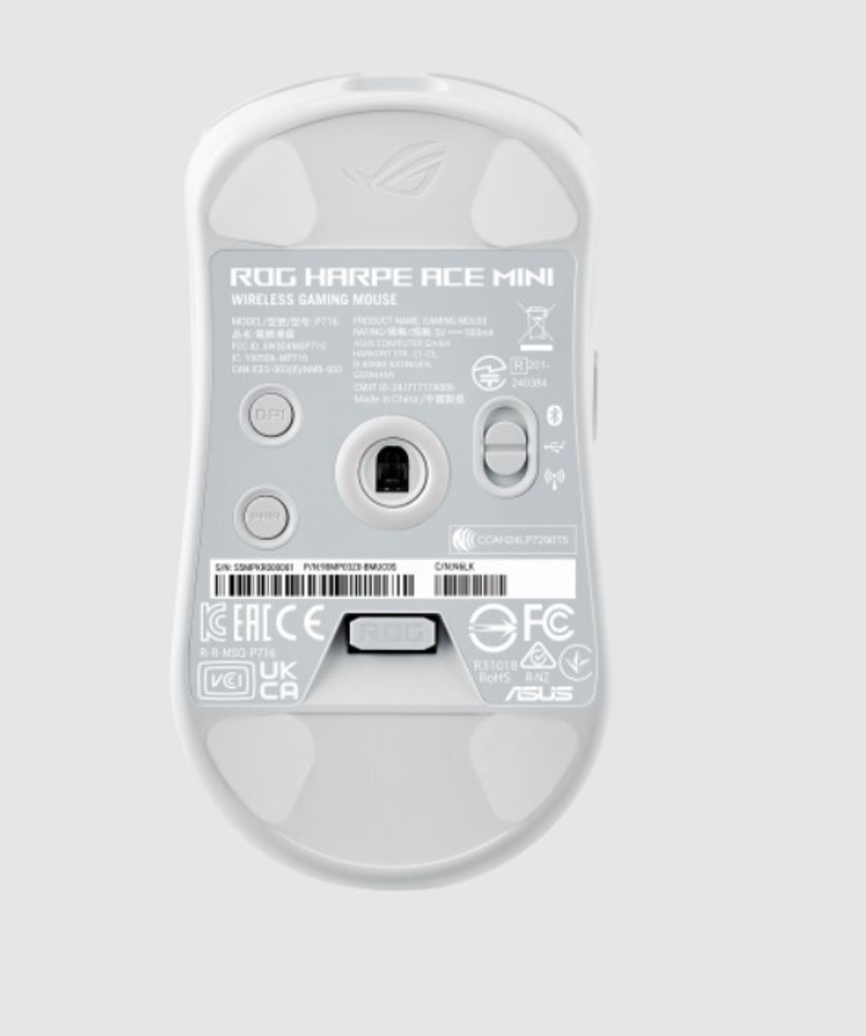 Image of ASUS ASUS ROG Harpe Ace Mini Wireless Gaming Mouse, 49g Lightweight, AimPoint Pro 42K Optical Sensor, White Right Handed Optical Gaming Mouse With Bluetooth