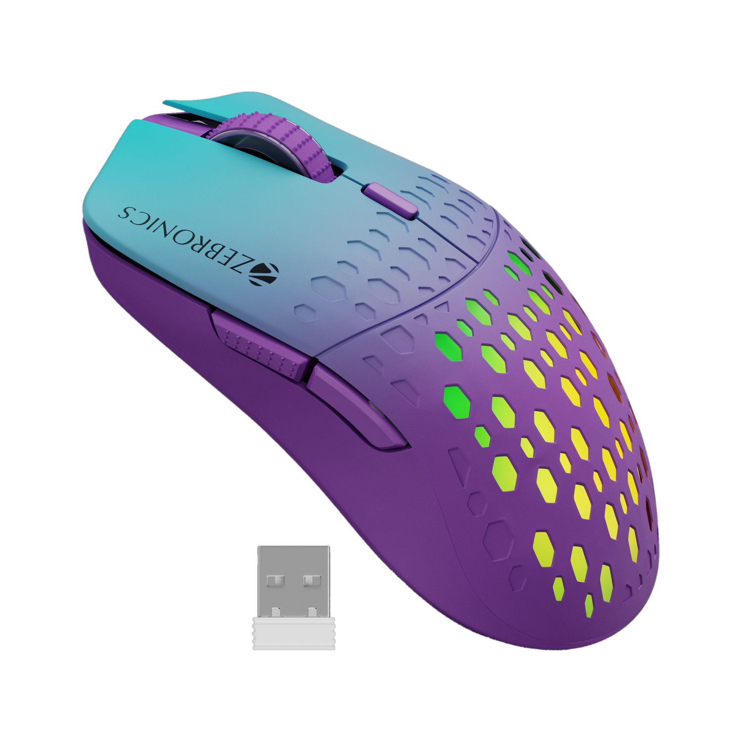 ZEBRONICS Marine Wireless Ambidextrous Optical Mouse Rechargable, 3200DPI, 6 Buttons, RGB, Ergonomic Design With Bluetooth