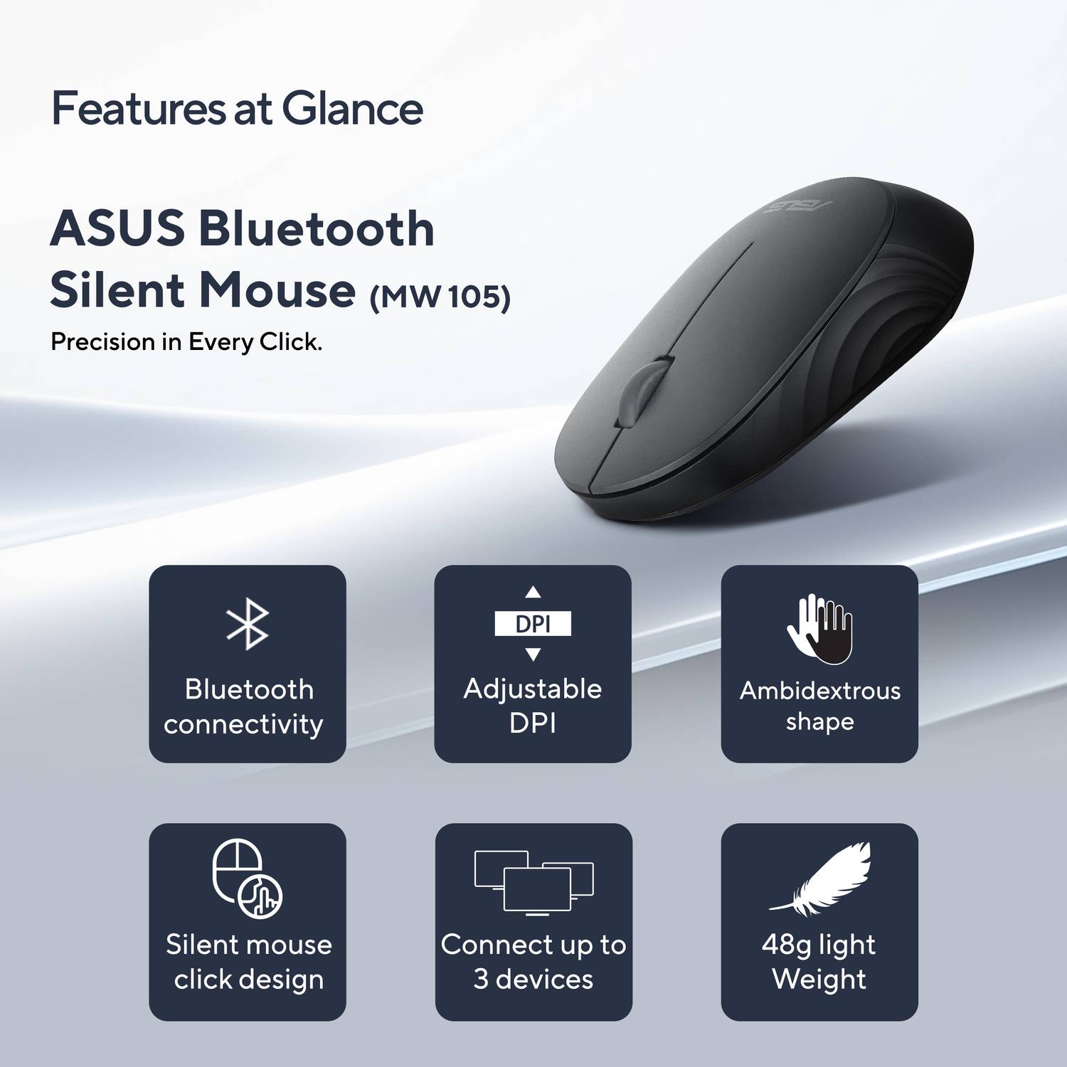 ASUS MW105 Bluetooth Silent Mouse 1600 DPI - Image 3