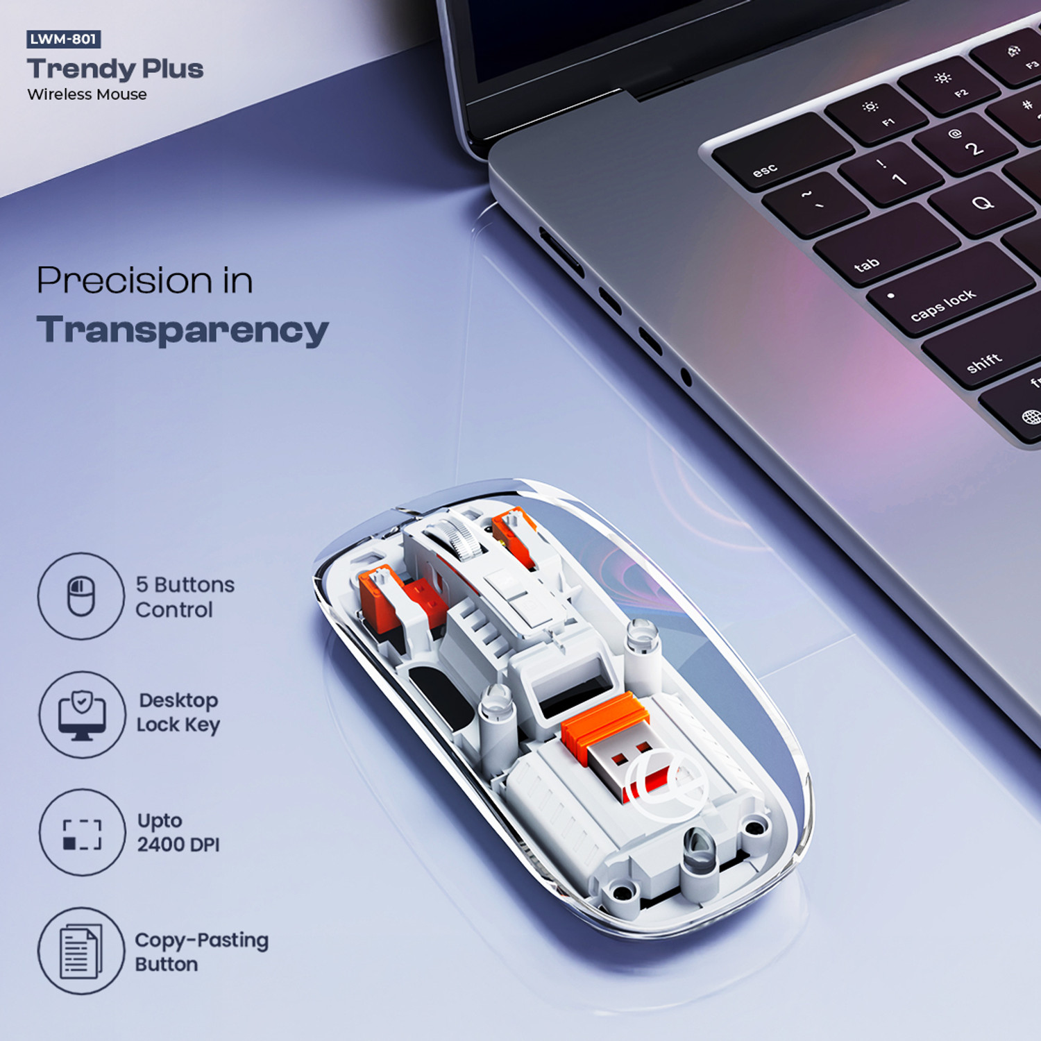 Image of LAPCARE Trendy Plus White Ergonomic Laser Mouse